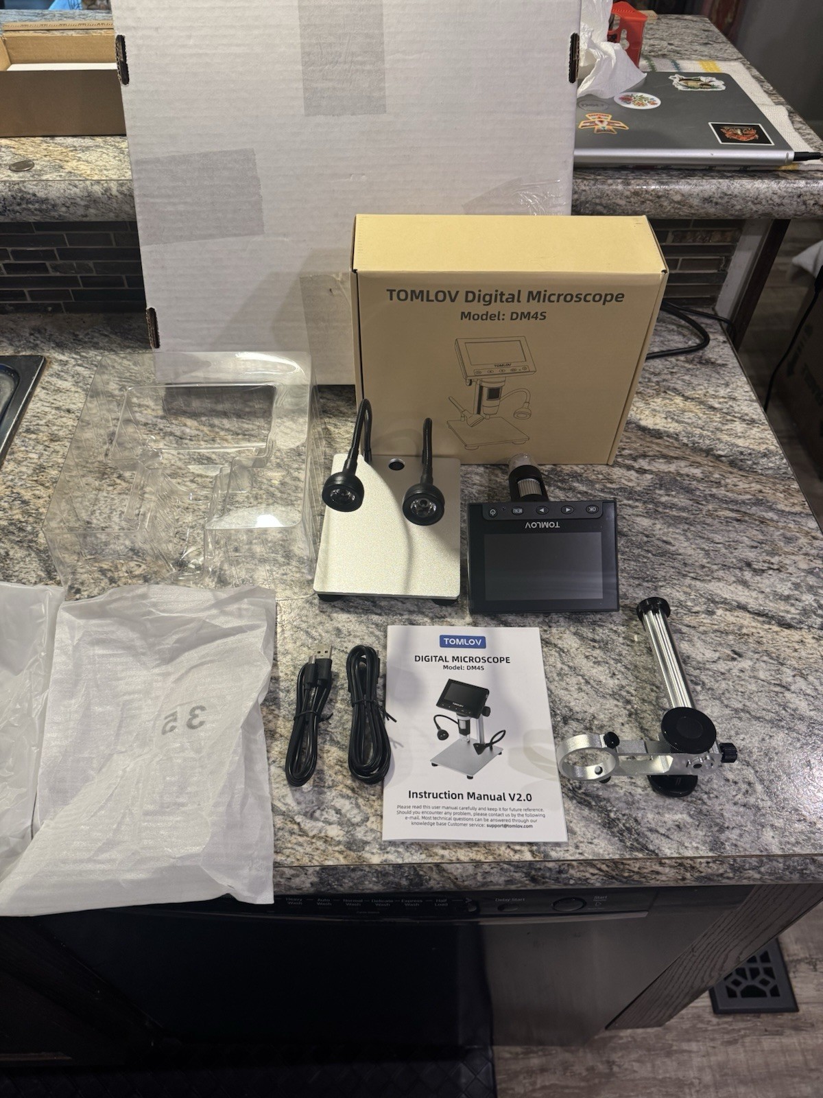TOMLOV DM4S Digital Microscope 4.3” LCD Tested Working Open Box