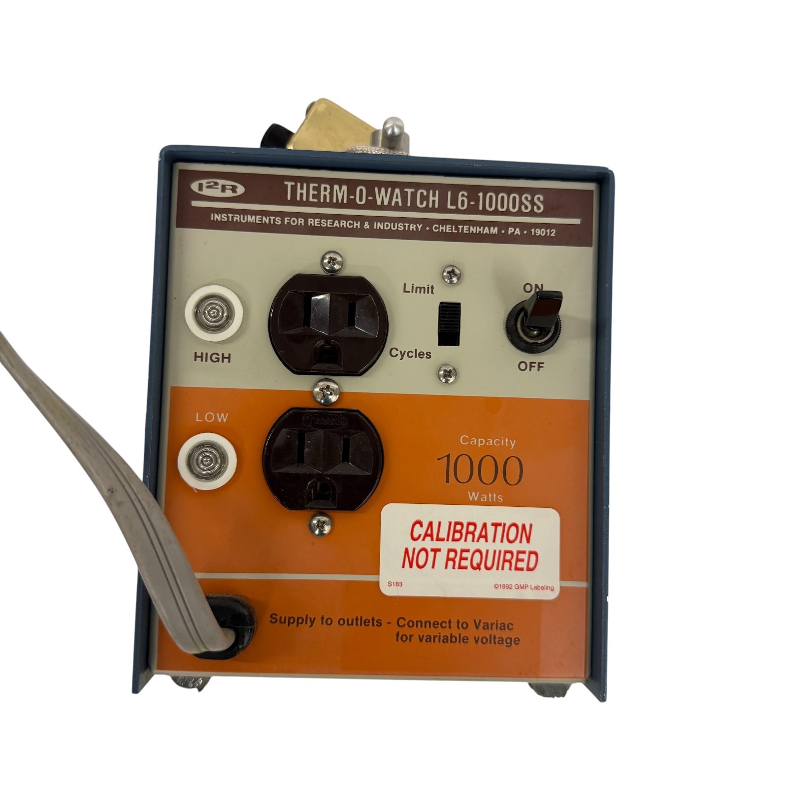 I2R Therm-O-Watch Variable Voltage Controller 1000 Watts Capacity L6-1000SS