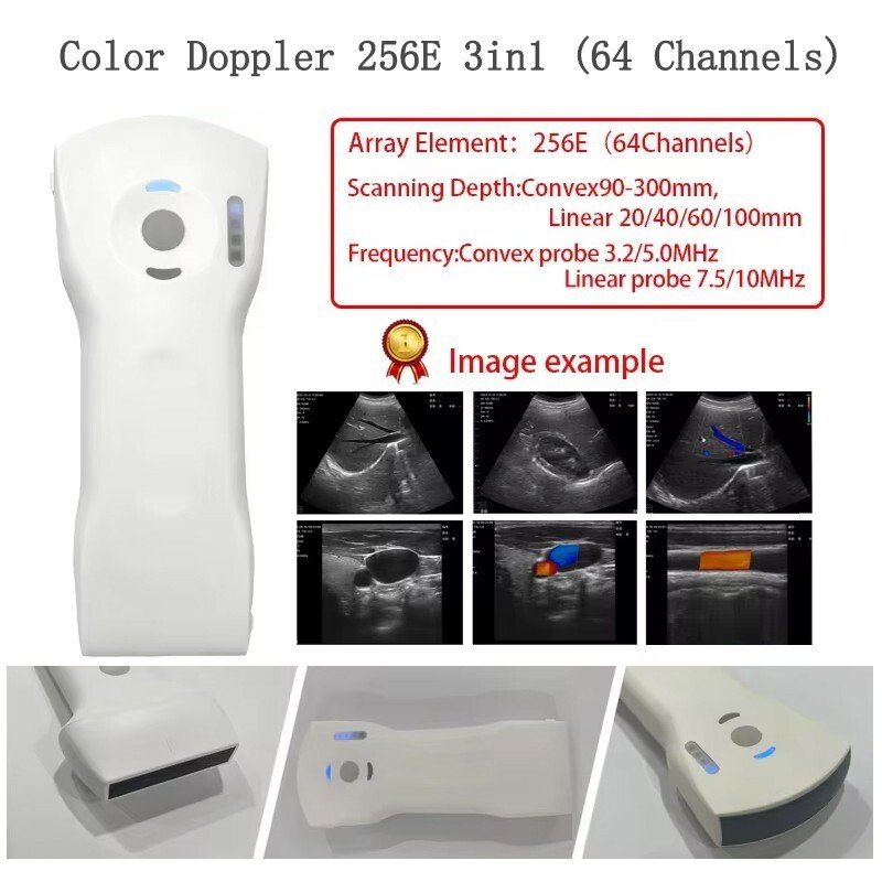 Portable Wifi Wireless Color Ultrasound Doppler Scanner 256E 3 in 1 64 Channels