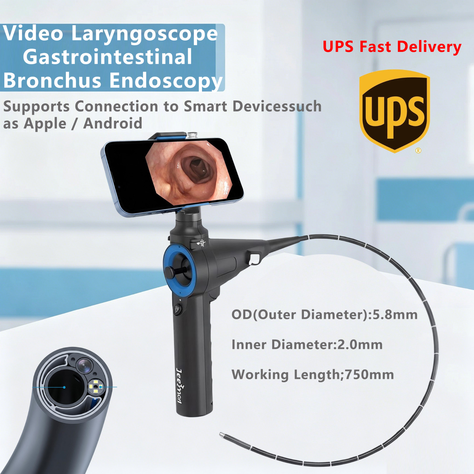 Laryngoscop/Gastrointestinal/Bronchus Endoscopy with 360° Rotation Human/VET Use