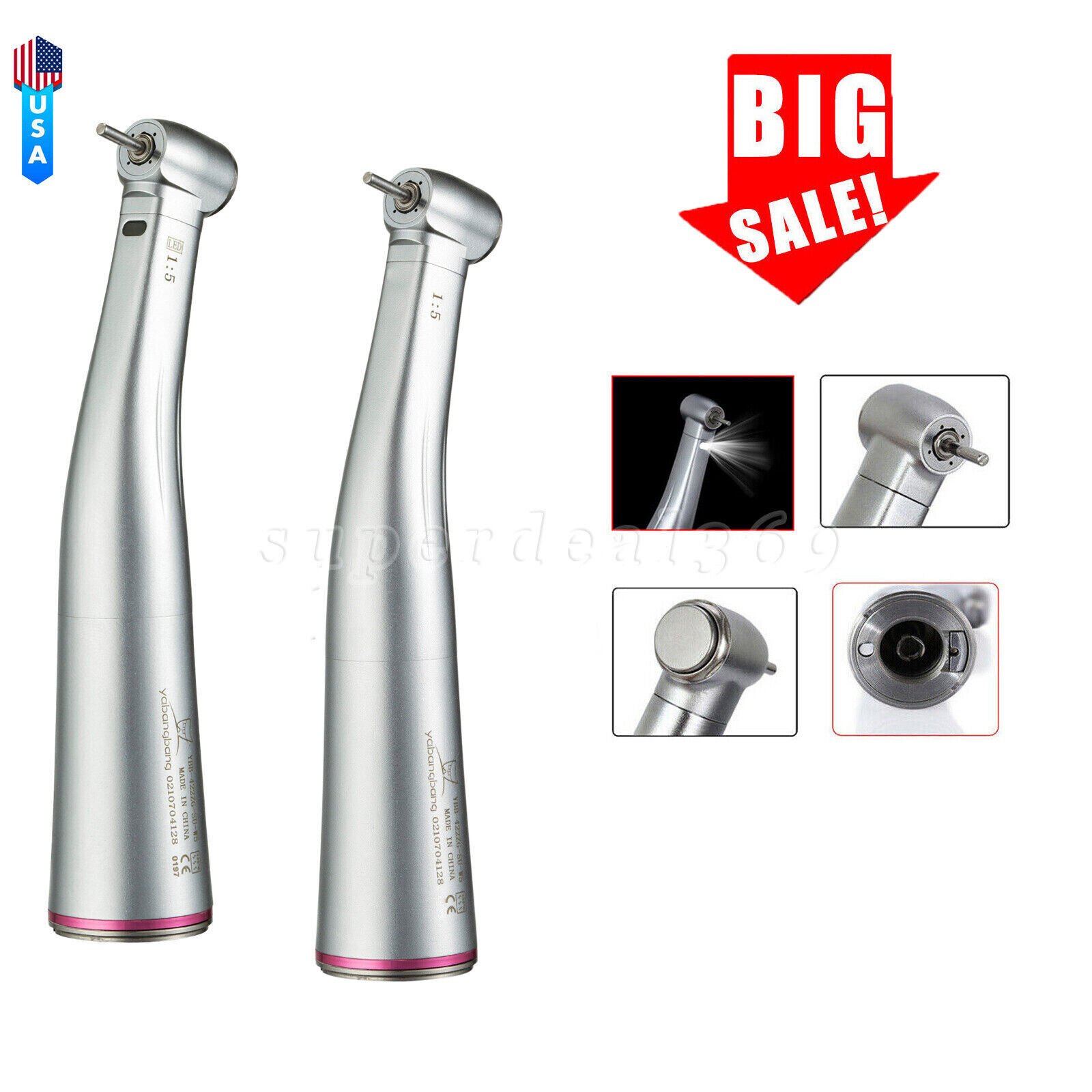 LED Light 1:5 Increasing Dental Contra Angle Handpiece for NSK Electric Motor Dr
