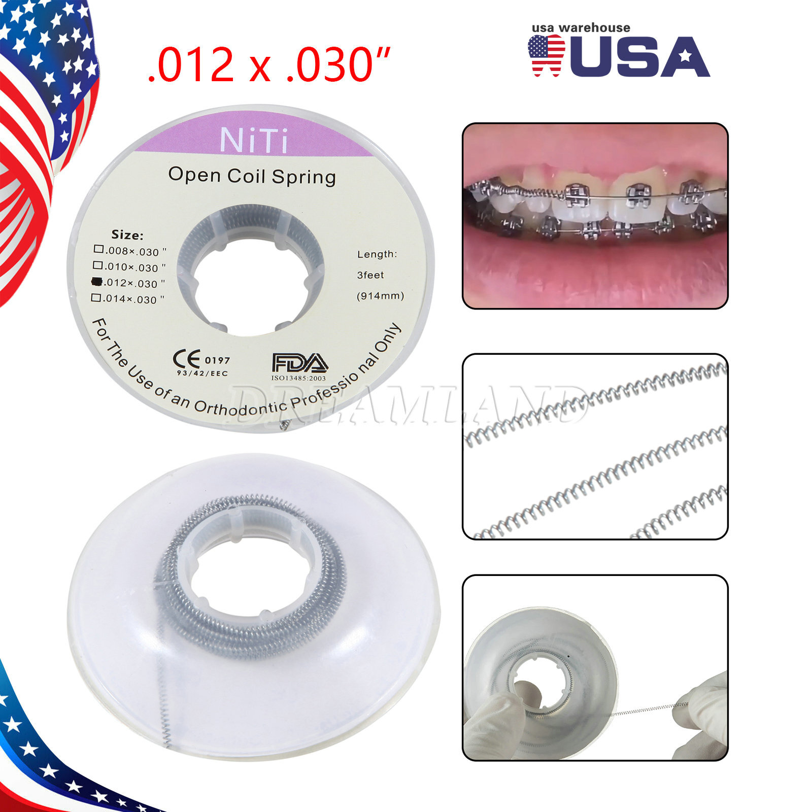 914 mm Dental Orthodontic Niti Open Coil Spring 3 Feet 012 Inch