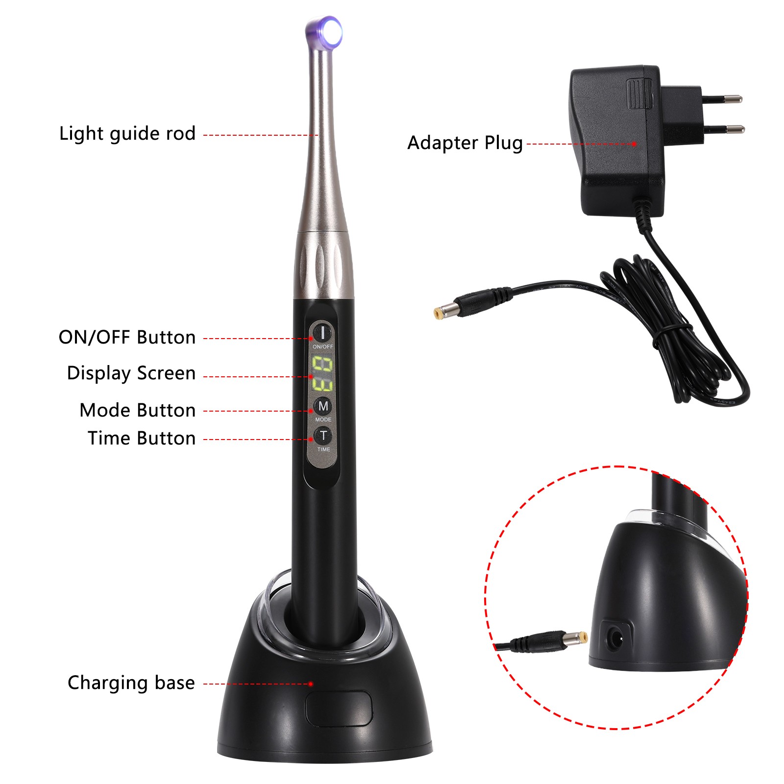 Dental LED Curing Light Cure Lamp Wireless Cordless Resin Woodpecker Style LA