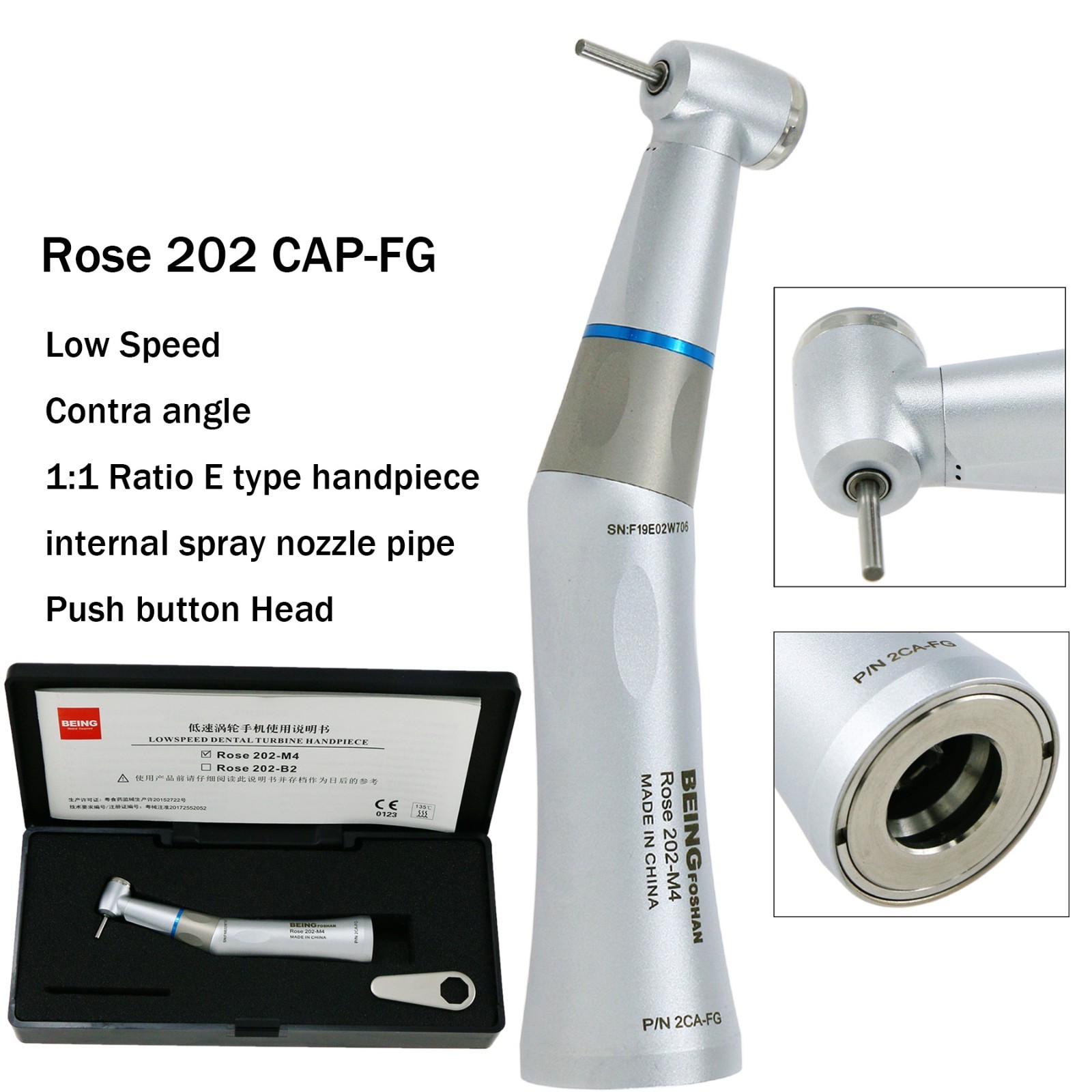 BEING COXO Dental Contra Angle Straight Handpiece Slow Speed Air Motor KAVO NSK