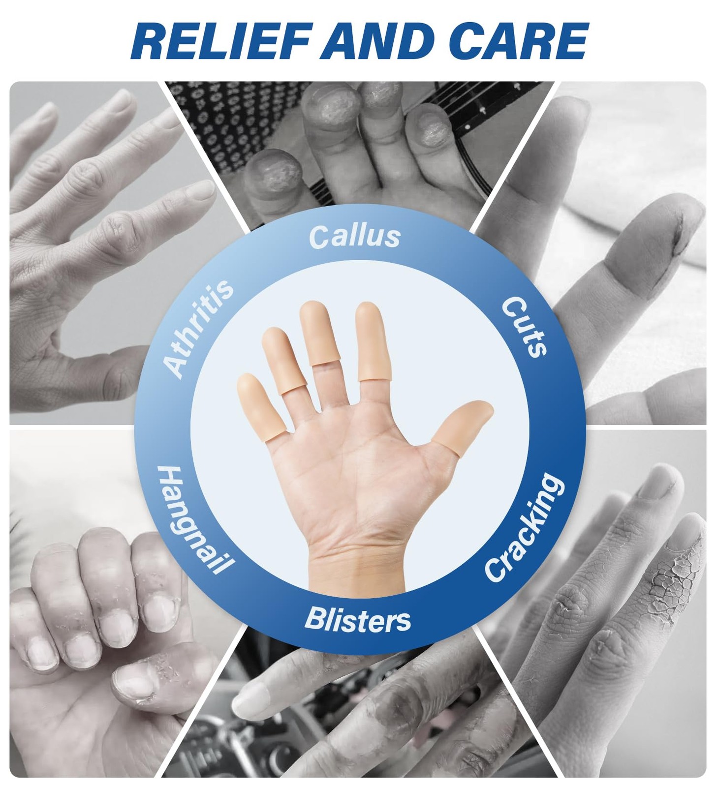 Mastermo Gel Finger Cots Protectors Silicone Fingers Covers Bandages Caps