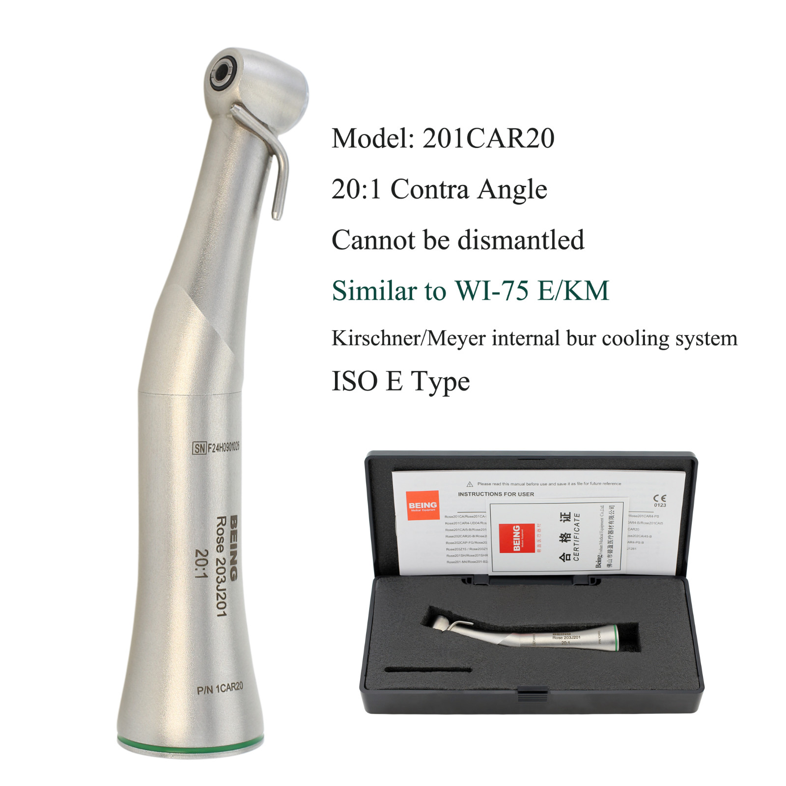 BEING Dental 20:1 Implant Surgical Handpiece Contra Angle WI-75 E/KM E type KAVO