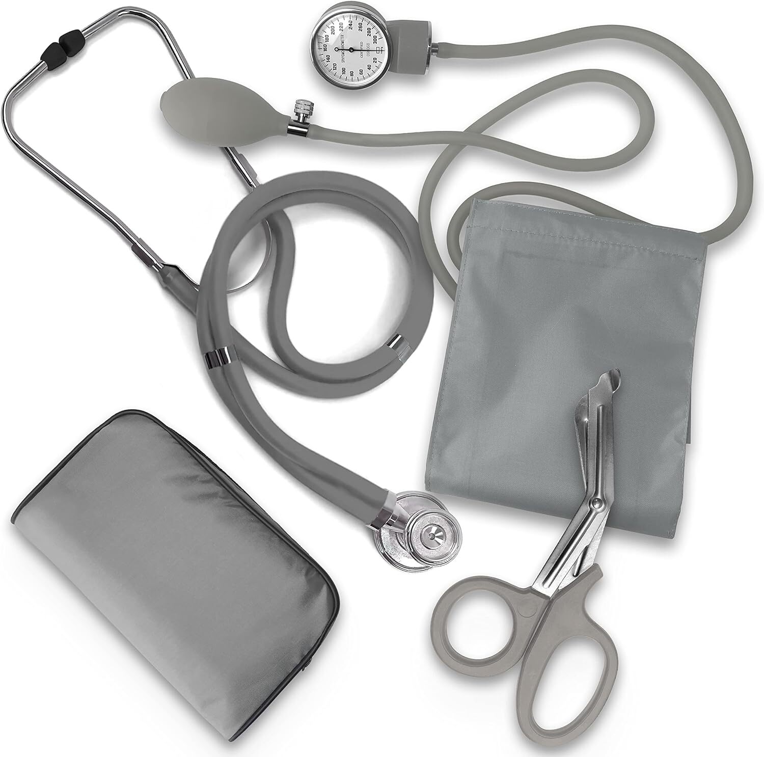 Aneroid Sphygmomanometer Stethoscope Kit Manual Blood Pressure BP Cuff Gauge