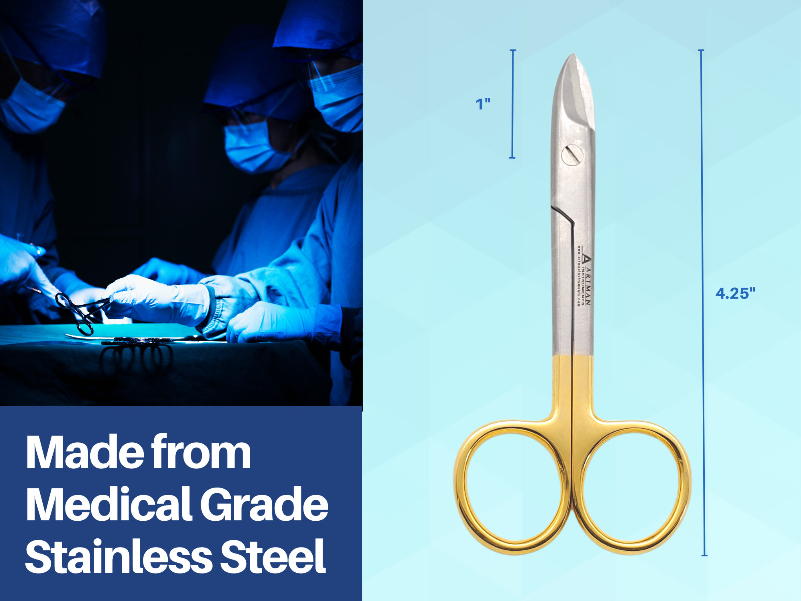 Straight Crown Collar Cutting Scissors 4.25 with TC ARTMAN