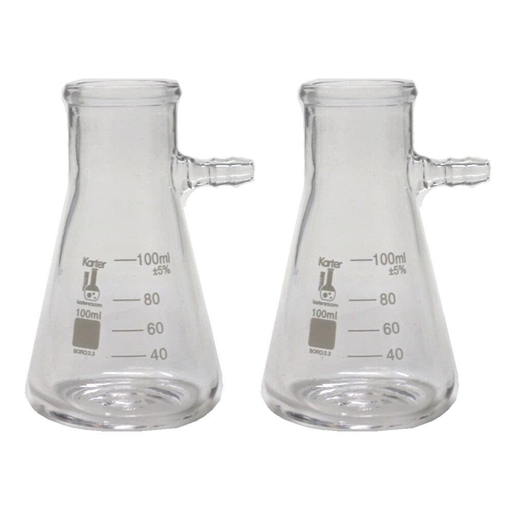 100ml Filtering Flask Bolt Neck Tubulation Heavy Wall KarterSci(Pack of 2)