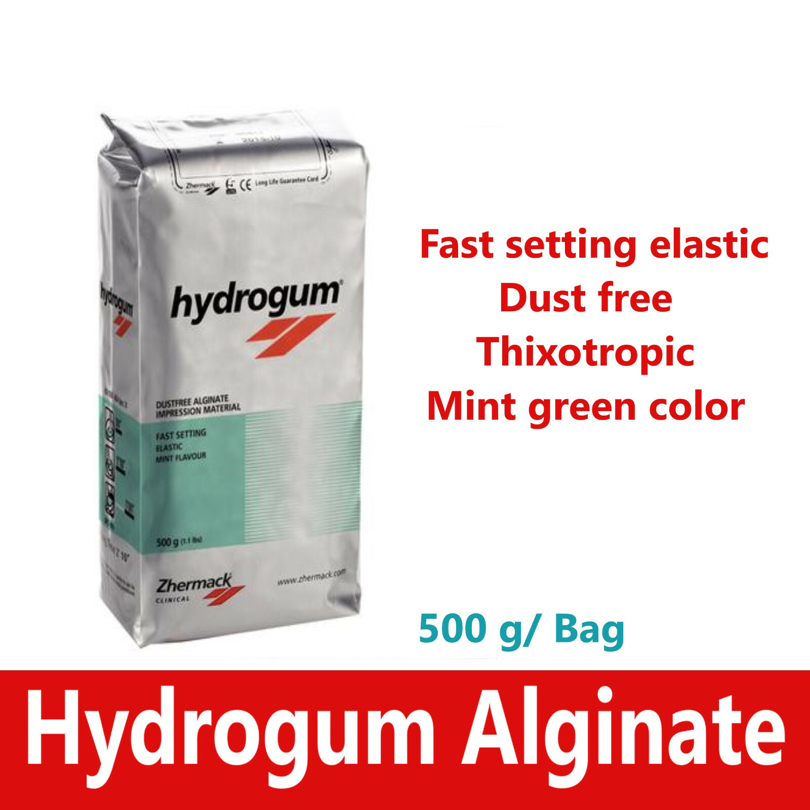 Dental Zhermack Hydrogum Alginate Mint, Fast Set, 500 g, Dust Free, C302025
