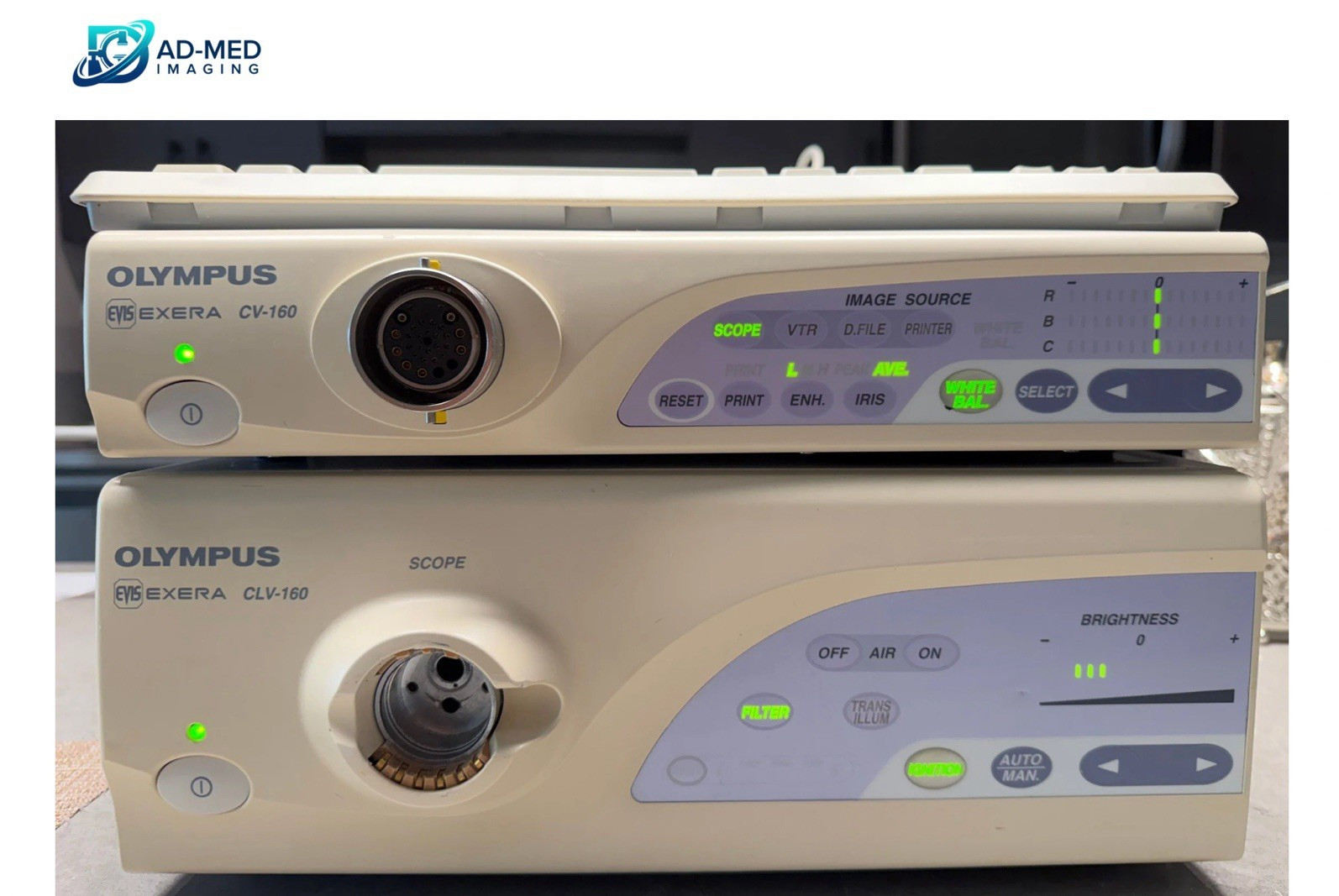 Olympus EVIS EXERA CV-160 Video Processor System CLV-160 Xenon Light Source.