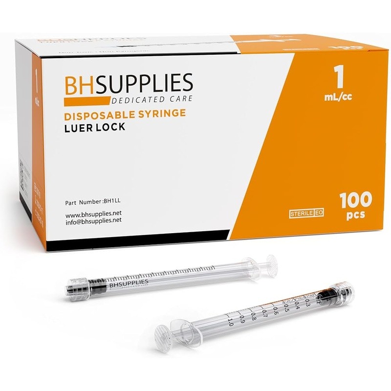 Sterile Luer Lock Syringes 1ml Pack of 100 Single Use Medical Industrial