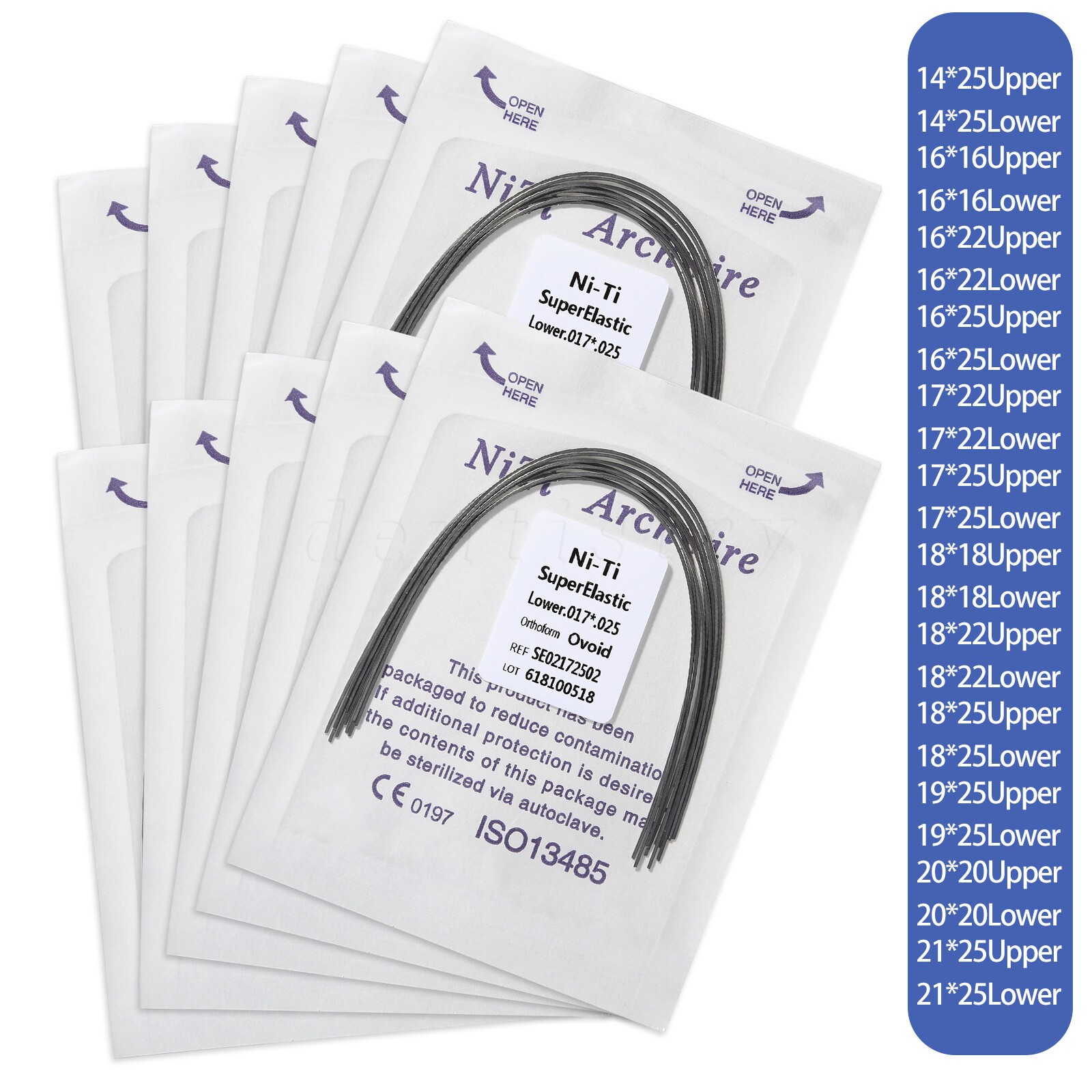 10 Packs Dental Orthodontic Arch Wire Rectangular Niti Super Elastic Upper/Lower
