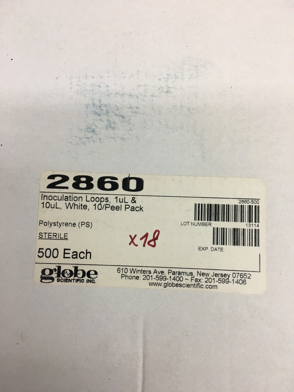 Globe Scientific REF 2860 Inoculation Loops 1uL & 10uL White