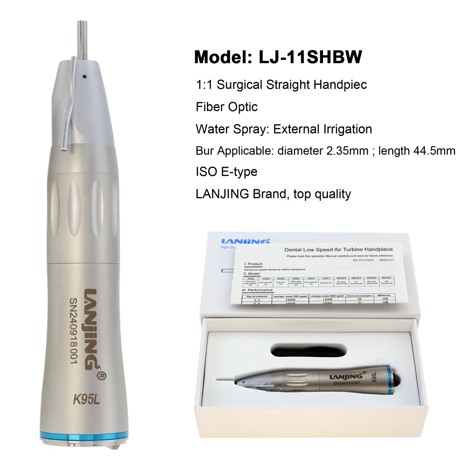 Dental 1:1 1:2 Surgical Straight Handpiece 20 Degree Angle External NSK SGS-E2S