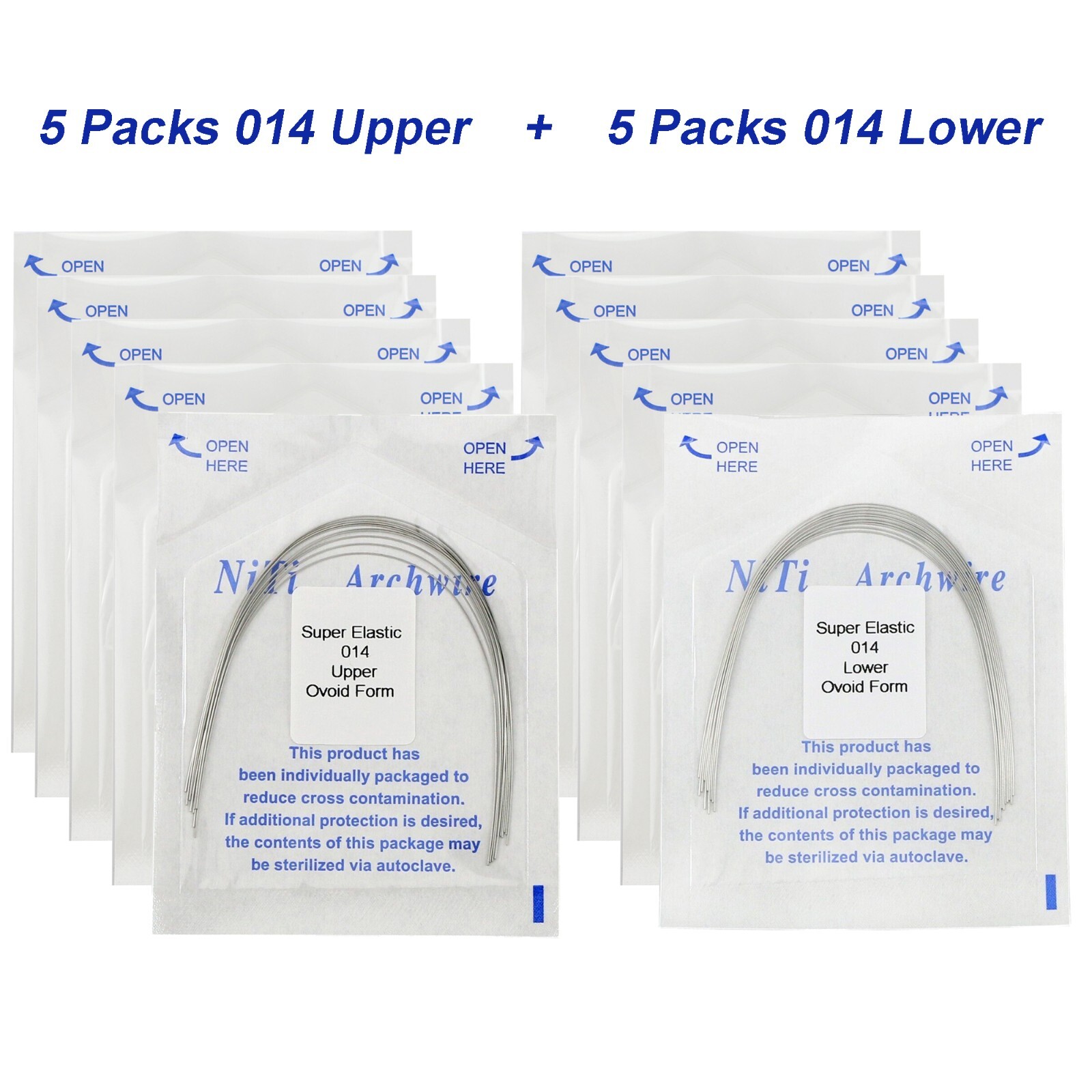 100Pcs Dental Orthodontic Arch Wire NiTi Stainless Steel Round Rectangular Ovoid