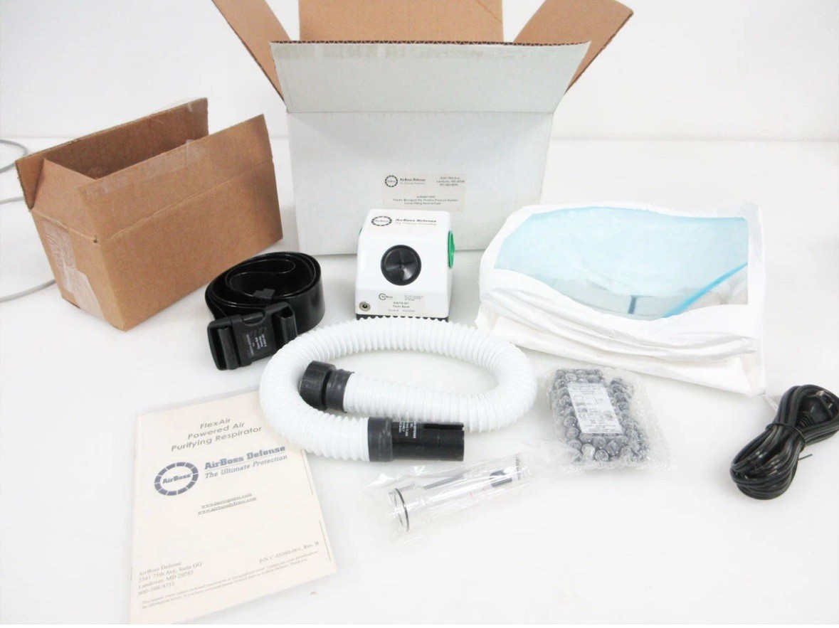 NIB AirBoss Defense Flexair Biological Kit Positive Pressure System Hood Cape