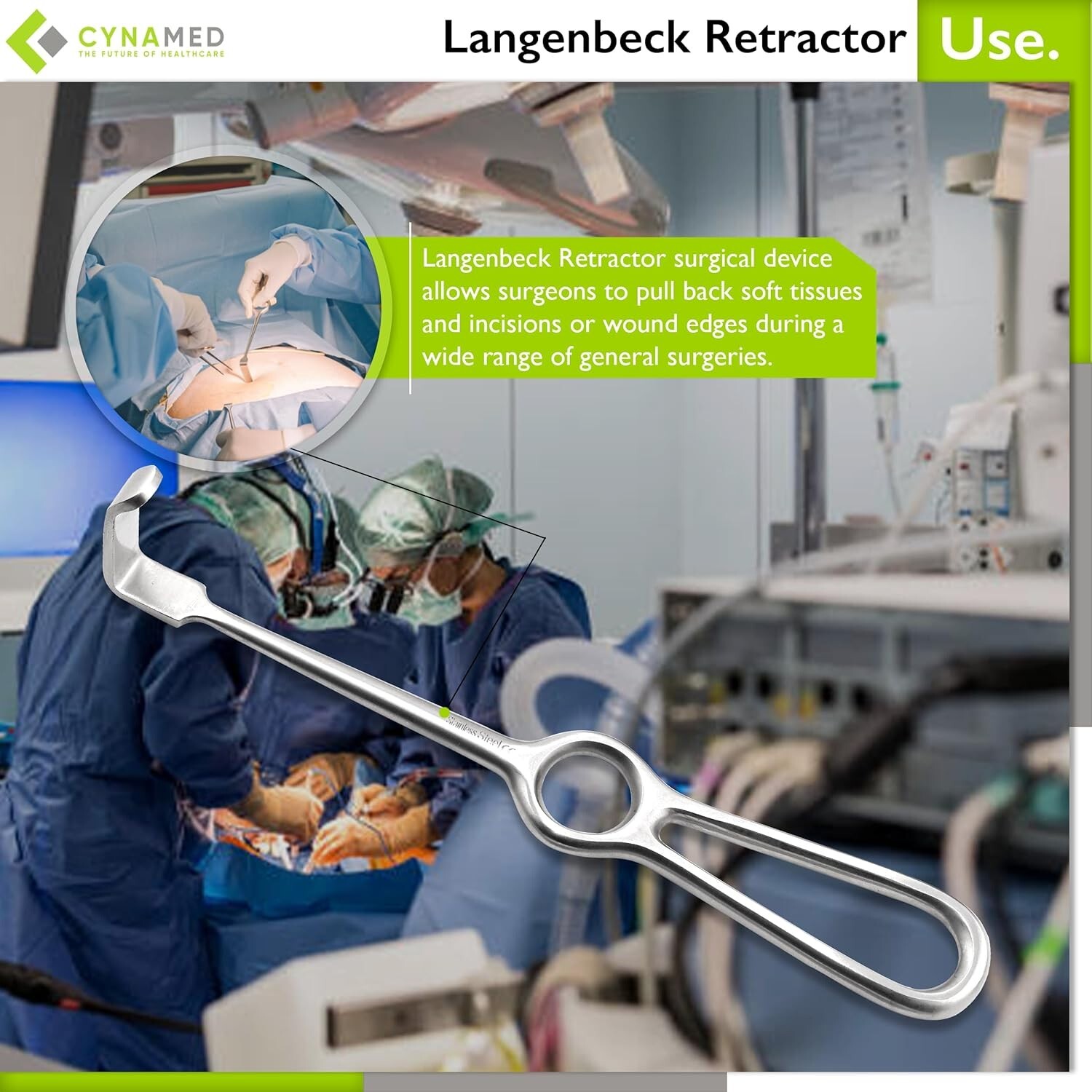 Cynamed Set of 9 Langenbeck Retractor, 8.5 in. Length