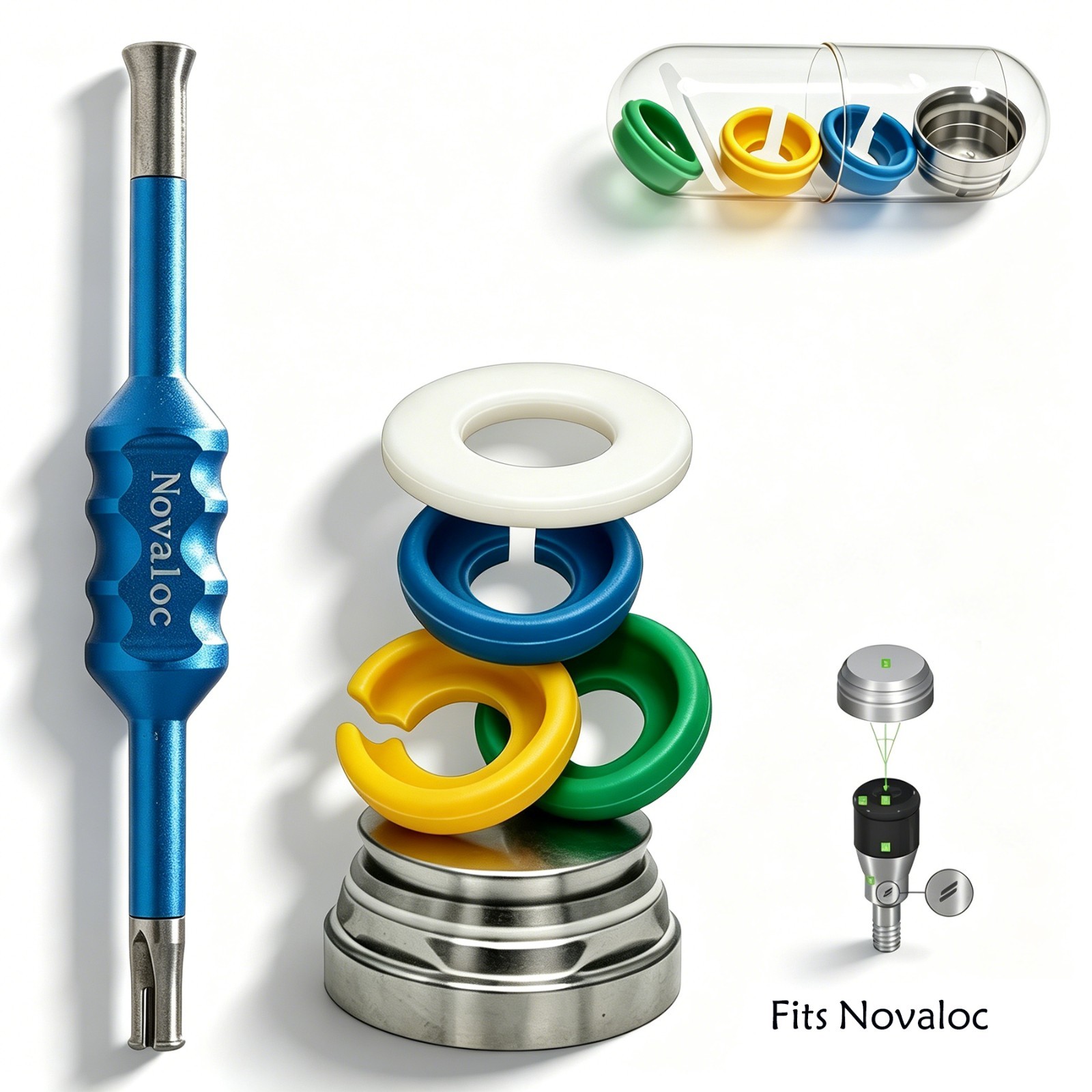 US Dental Novaloc Retention Inserts Caps Peek Locator Mounting & Demounting Tool