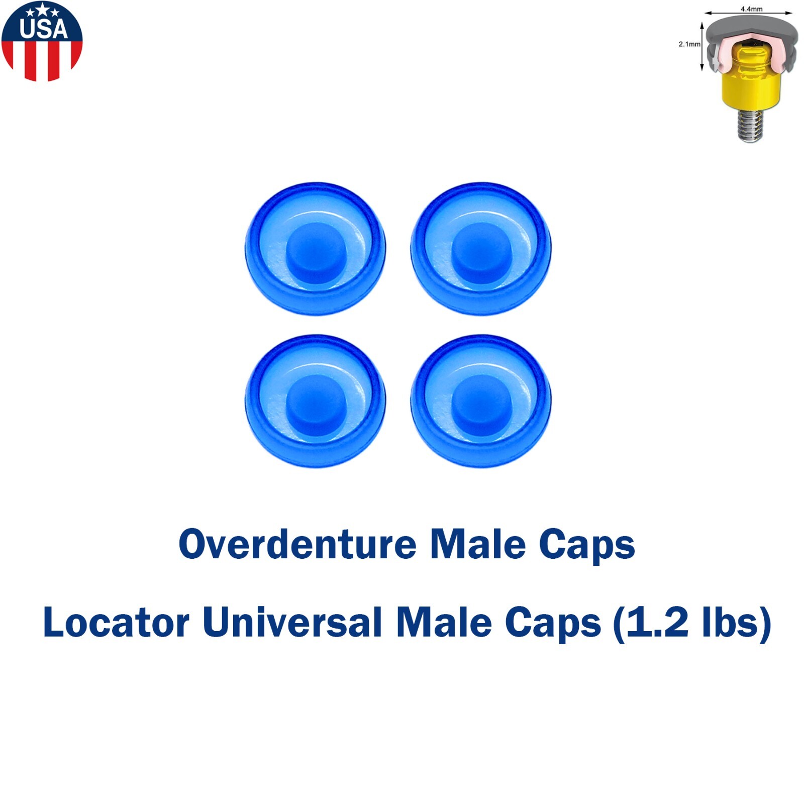 US Locator Abutment Male Caps Replacement Inserts 1.2 lbs/2.4 lbs/Metal Housing