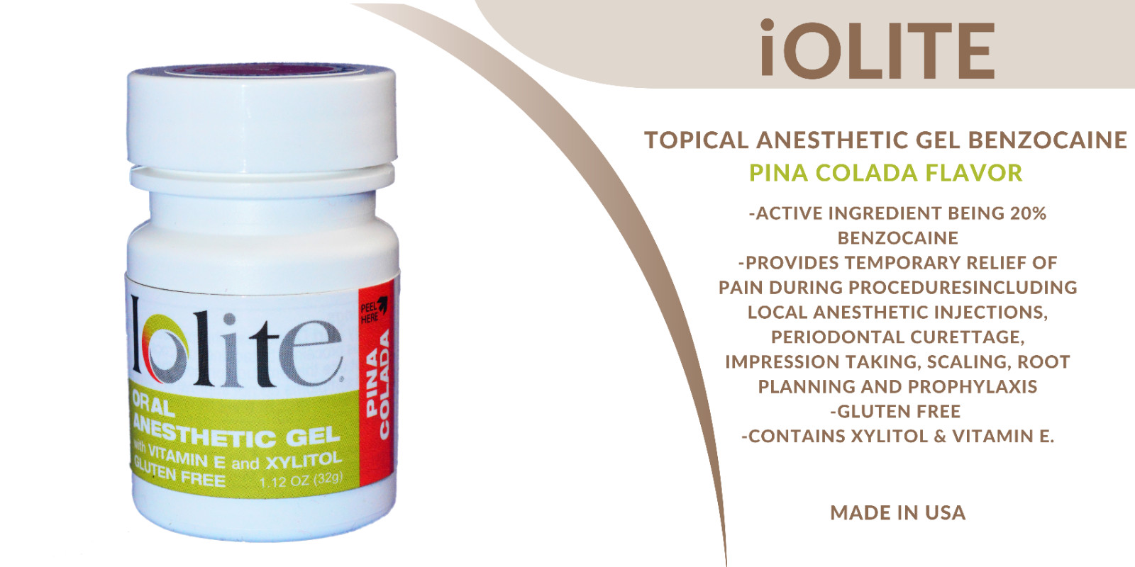 Topical Anesthetic Gel 20% Benzocaine 1OZ – IOLITE- 9 Flavors