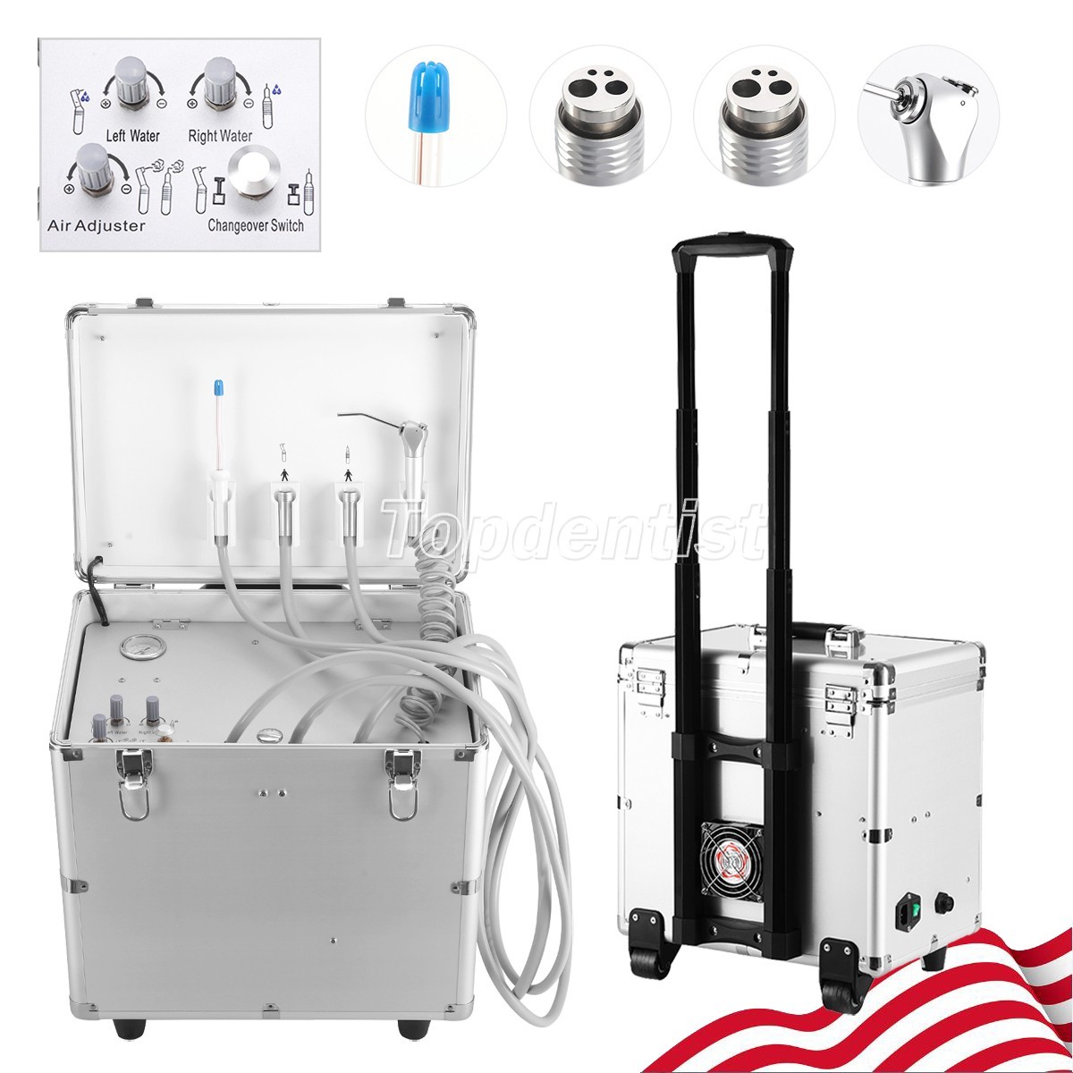 Dental Mobile Delivery Unit Air Compressor 3 Way Syringe Portable Suction 4 Hole