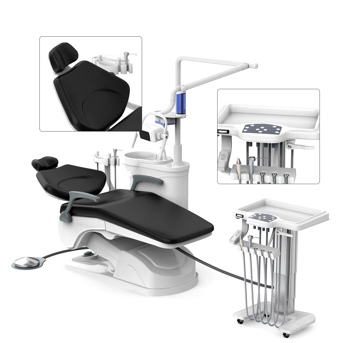 Dental Unit Chair Computer Controlled Motor Hard Leather+Mouth Sweeping Trolley