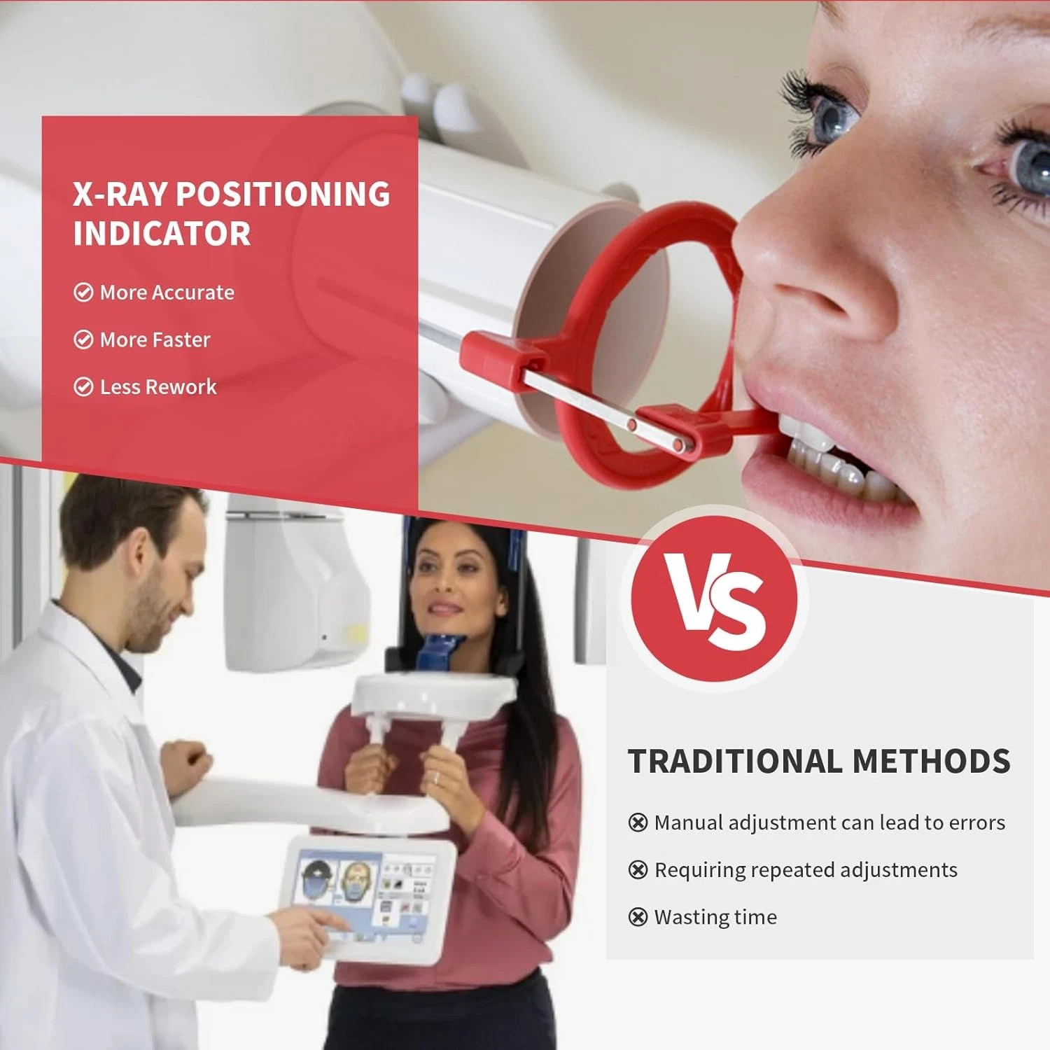 5Pcs Dental X-Ray Aiming Ring Kit for Bitewing Red Fully Autoclavable, US Stock