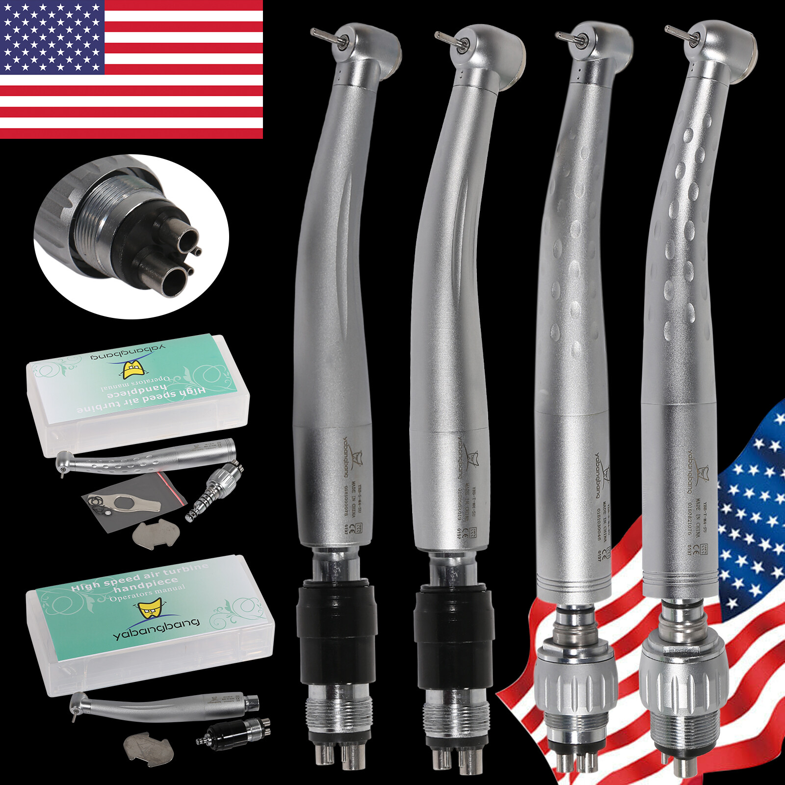 Yabang Dental High Speed Turbine Handpiece Push 4Hole Coupler For KaV/NSK