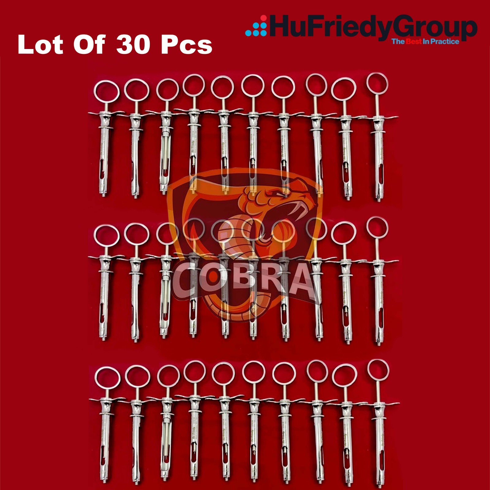 Lot of 30 Hu-Friedy CW Style Dental Anesthetic Aspirating 1.8ml Syringe SYRCW