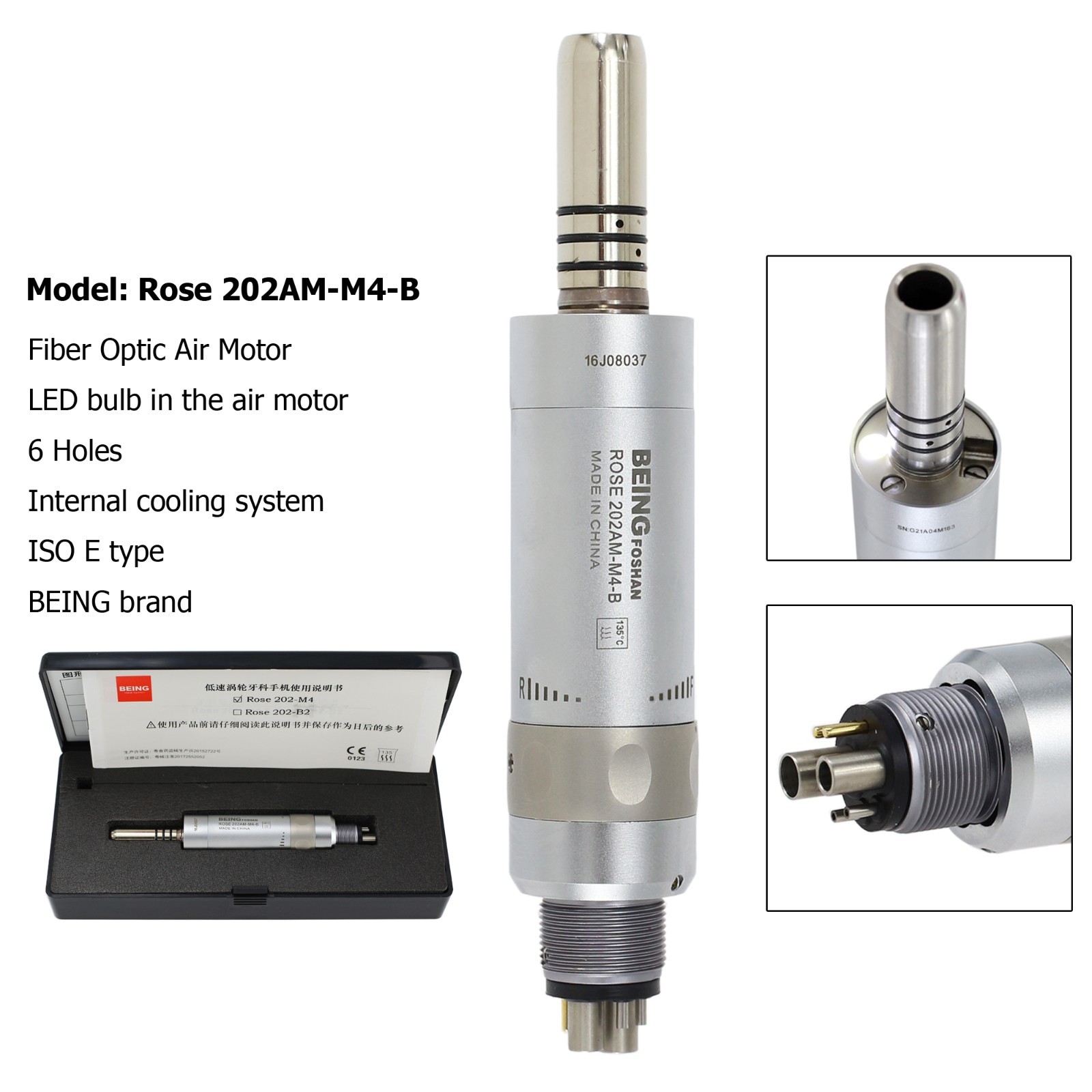 BEING COXO Dental Air Motor 4 6 Hole LED Fiber Optic Slow Speed Handpiece E Type