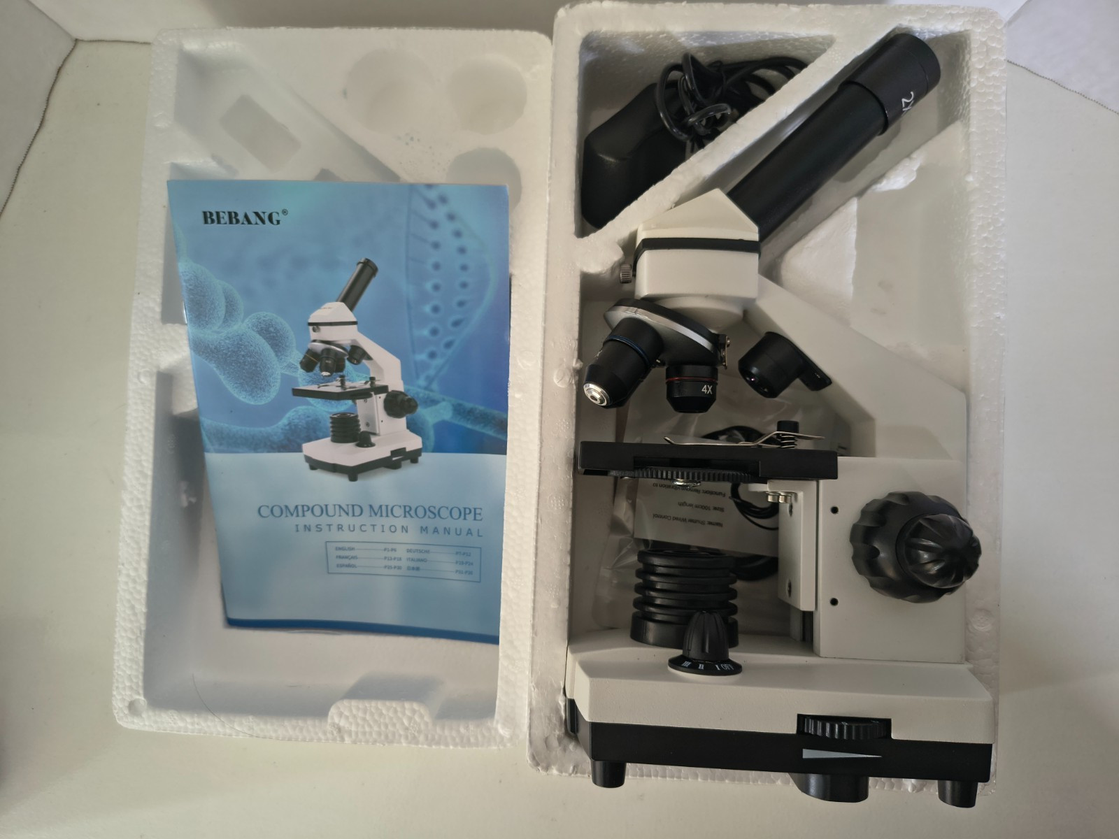 Bebang Ultra Power Microscope 100X-2000X With Accessories White Open Box