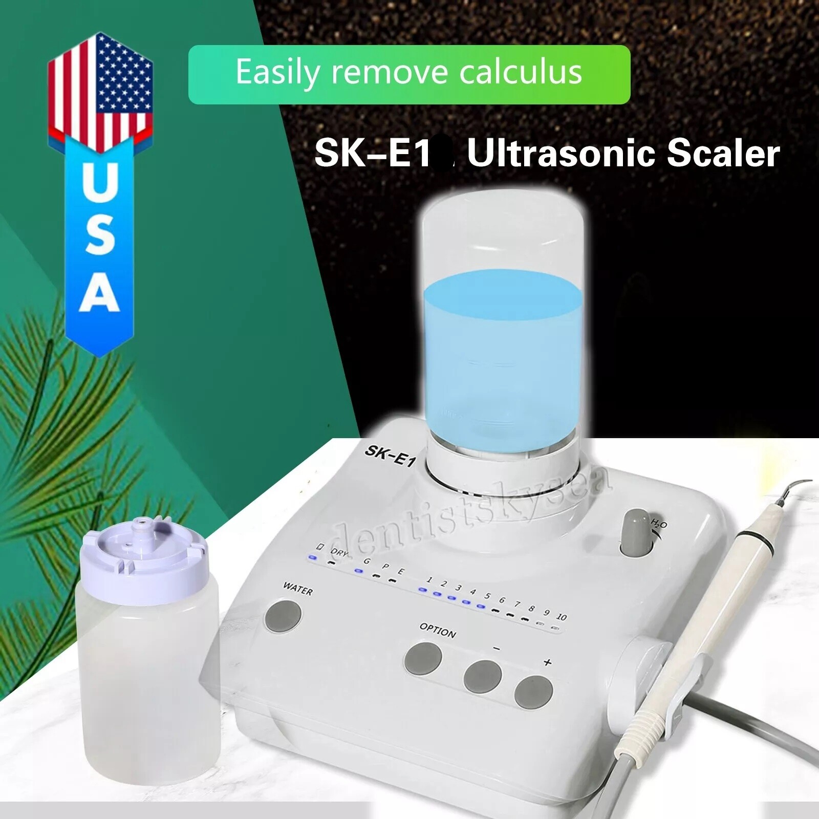 Dental Ultrasonic Piezo Scaler & 2 Water Bottles Handpiece for EMS Woodpecker