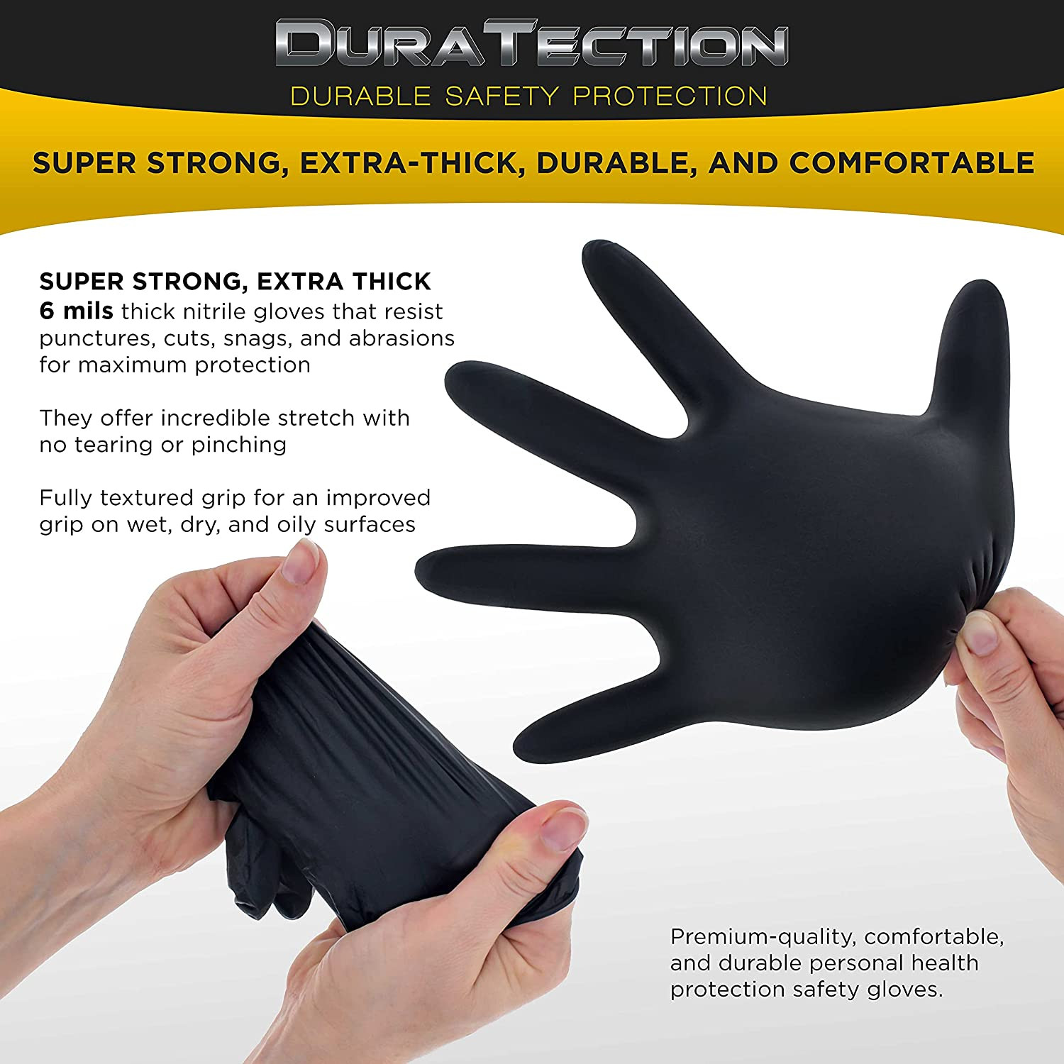 HD Black Nitrile Disposable Gloves, Box of 100, Size X-Large, 6 Mil – Latex Free