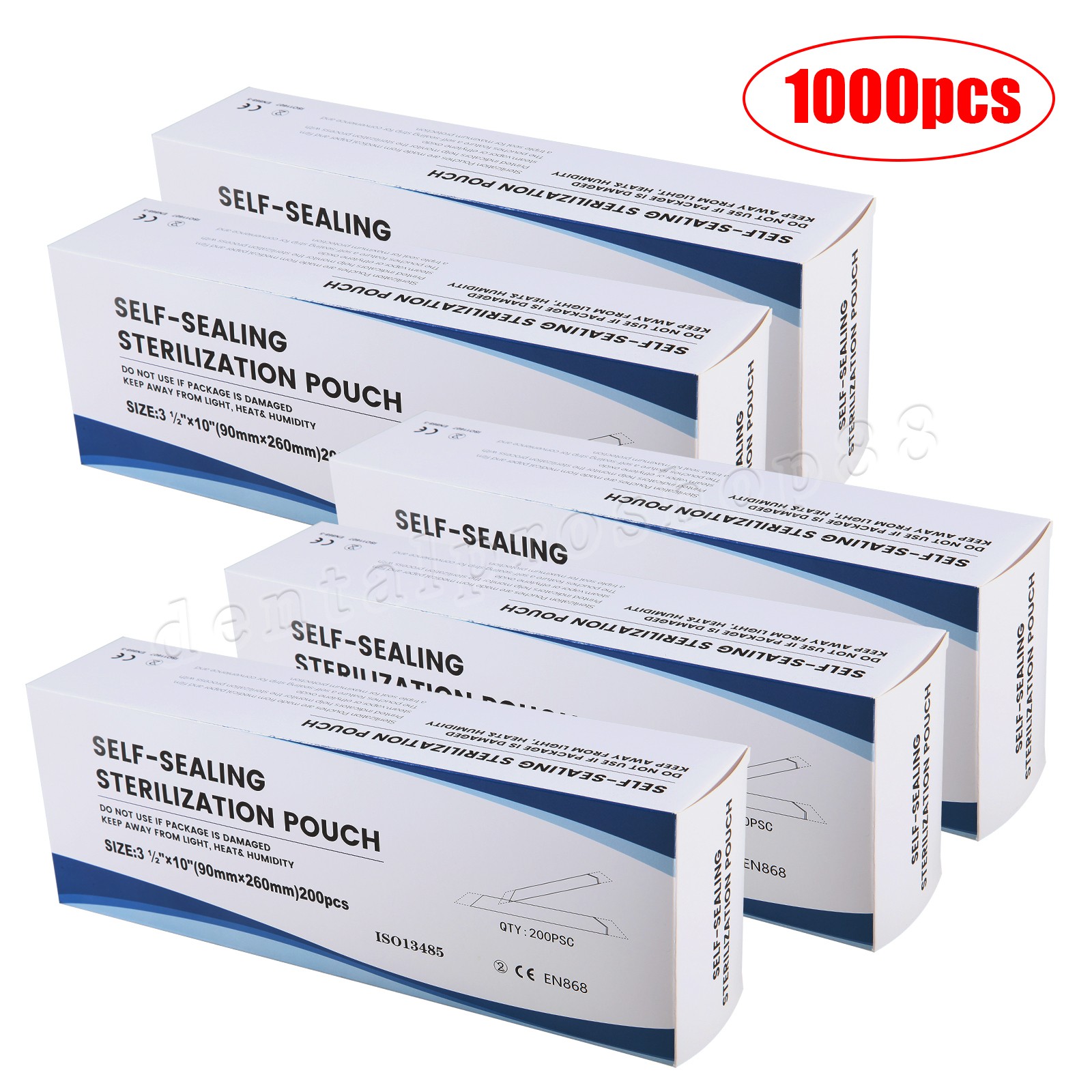 1000 Self-Sealing Sterilization Pouch, 3.5″ x 10″, Paper/Blue Film (5 Boxes)