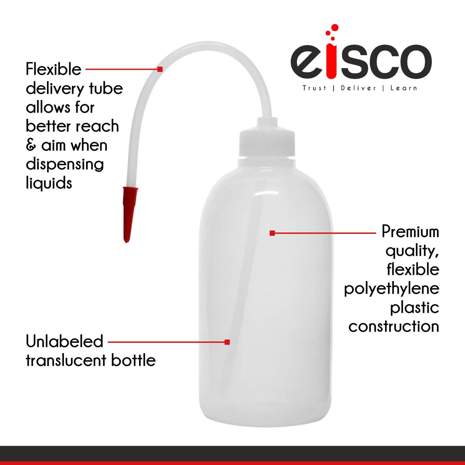 Wash Bottle, 125ml – Polyethylene – Translucent, Unbreakable – Screw Cap with…