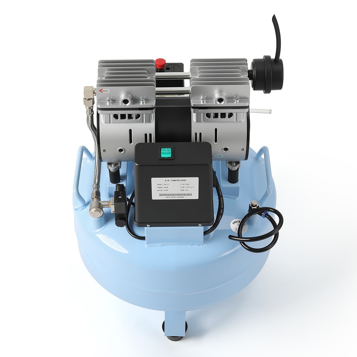 Dental Medical Oil-Free Silent Air Compressor w/ Anti-Microbial 24L/40L Tank