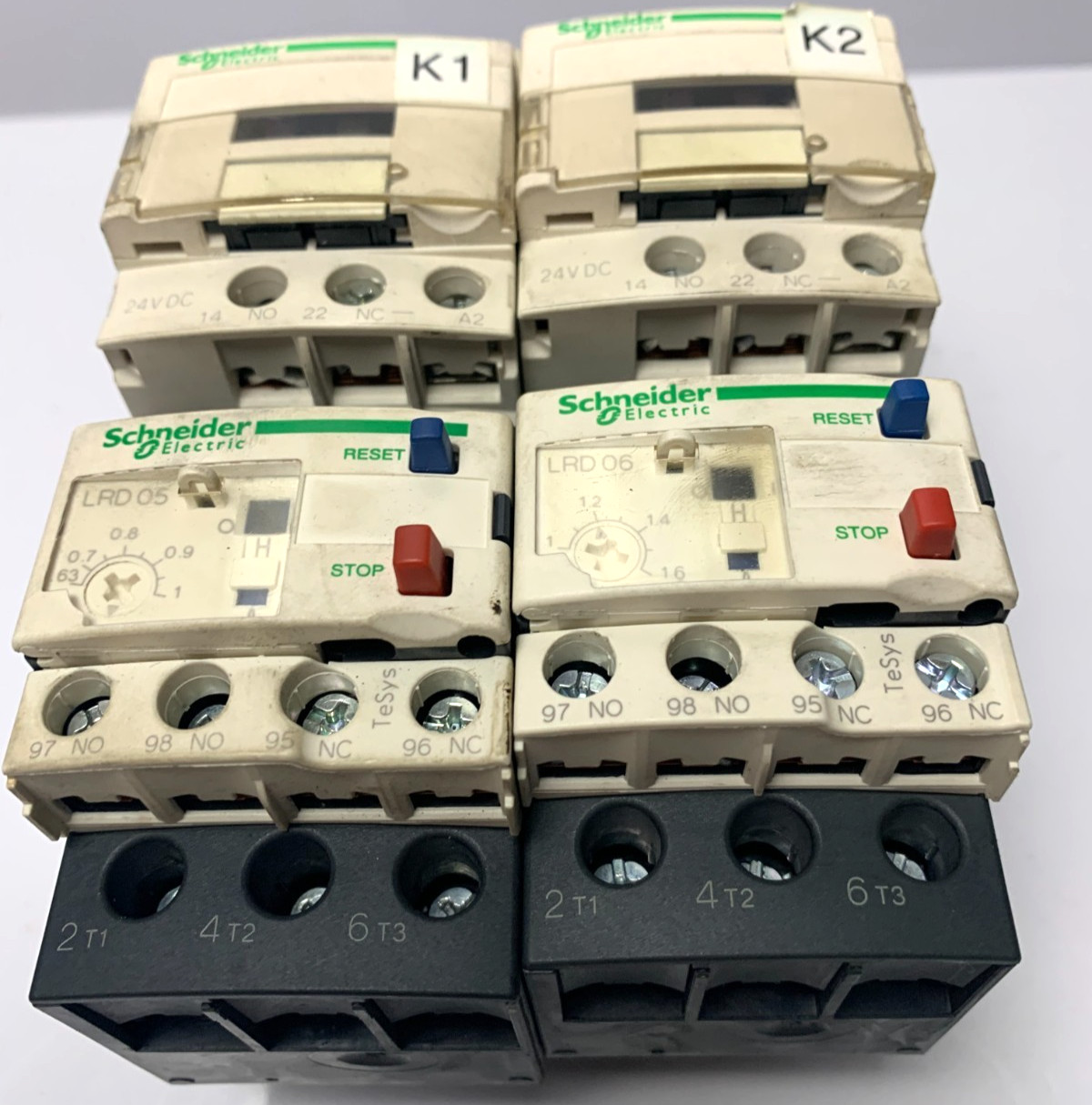 [Lot of 2] Schneider Electric LC1D09 BD Contactors 24V with LRD 06 and LRD 05