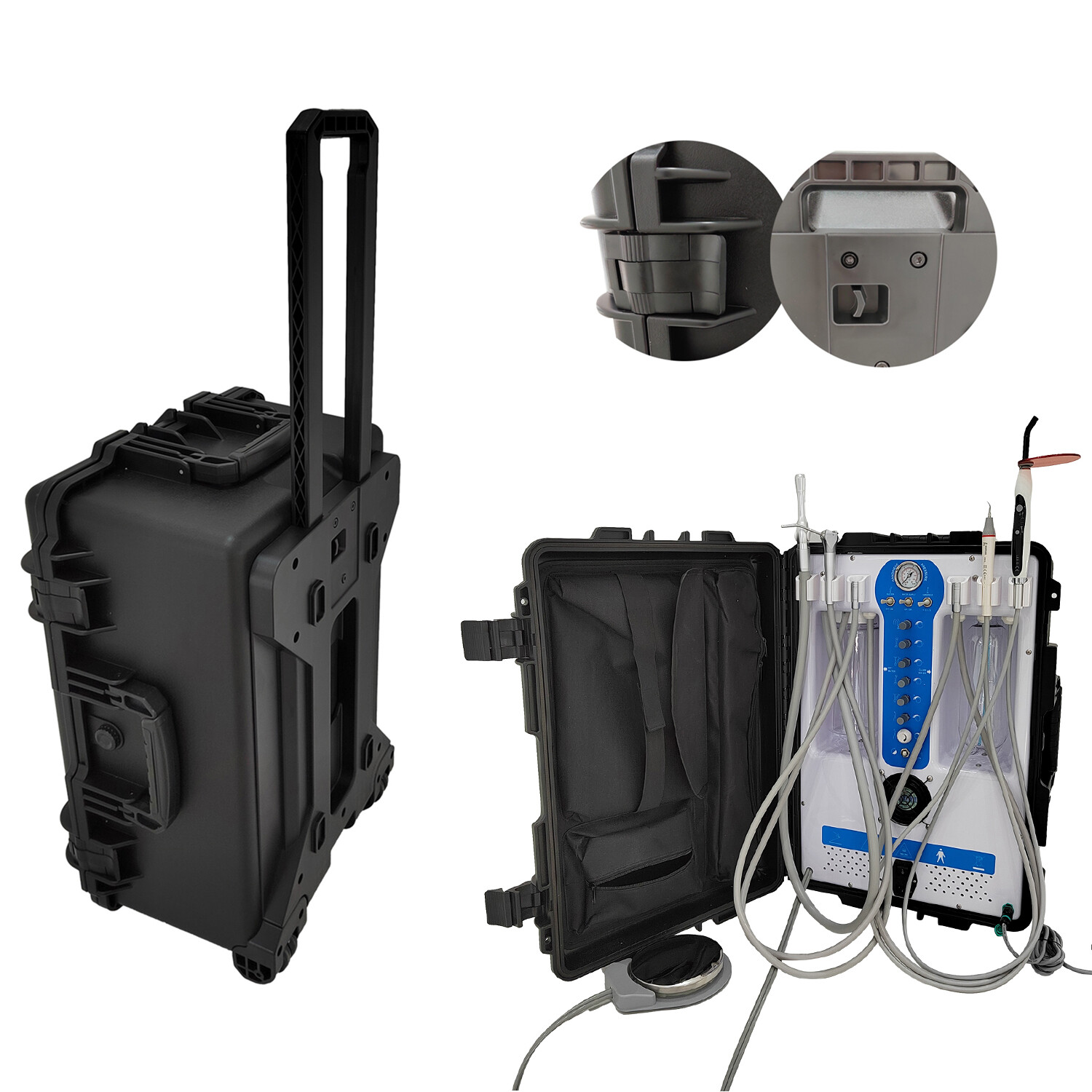 GU-P206S MAX Dental Portable Unit Air Compressor+Curing Light+Scaler 2H/4H Black