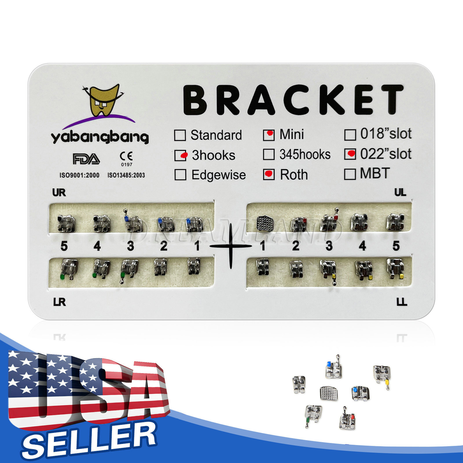 10-100 Packs Dental Orthodontic Brackets Braces Mini Roth .022 Hooks 3