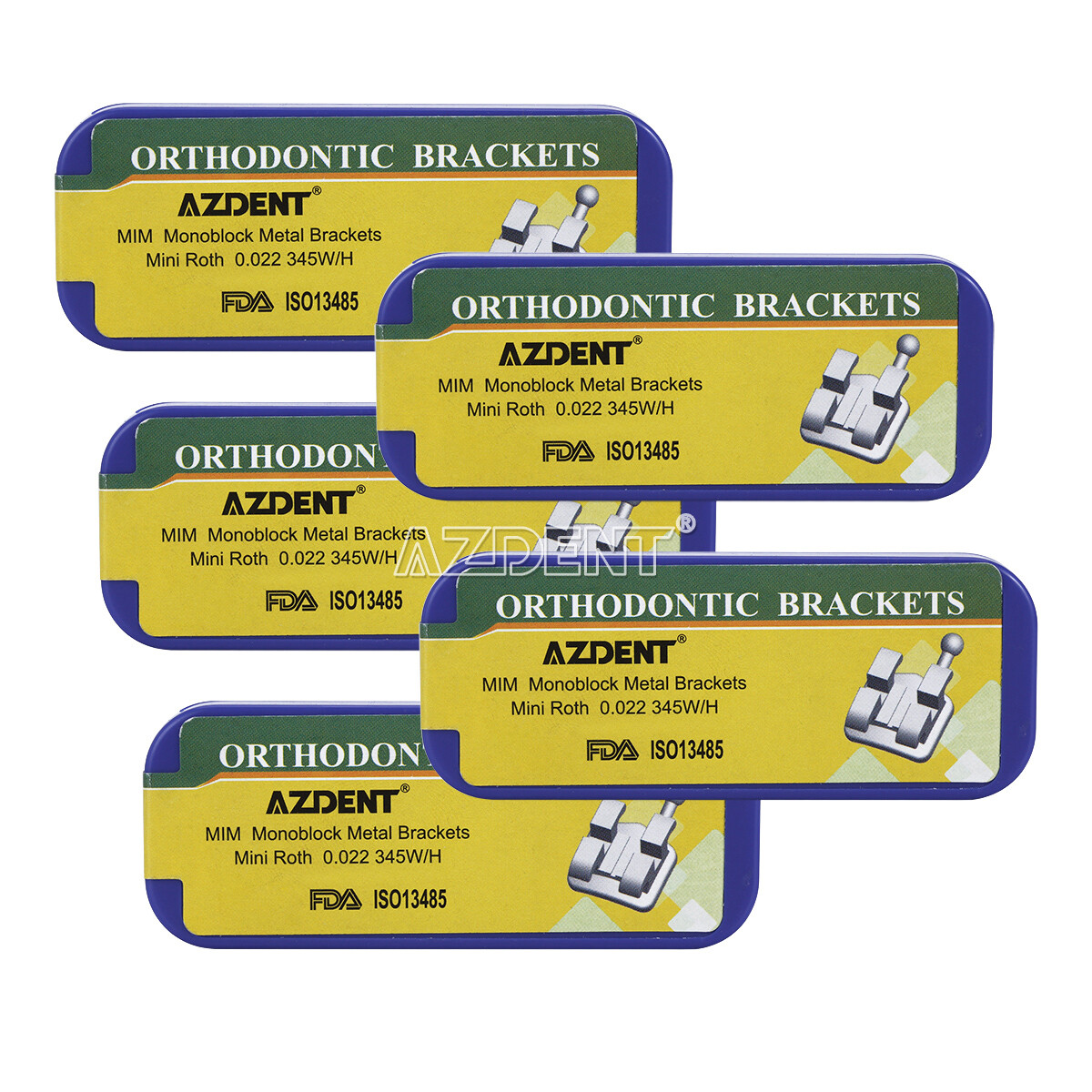 5X Brackets Ortodoncia Dental MIM Mini Roth 0.022 Ganchos 345 Monobloque