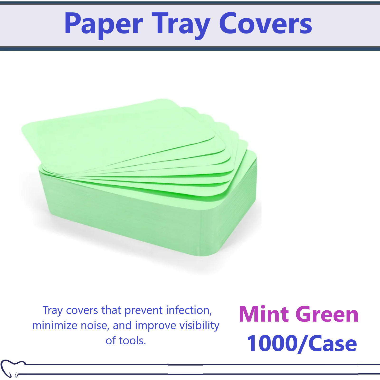 Dental Paper Tray Cover Size B / C / F White Blue Pink Green Lavender, 1000/Bx
