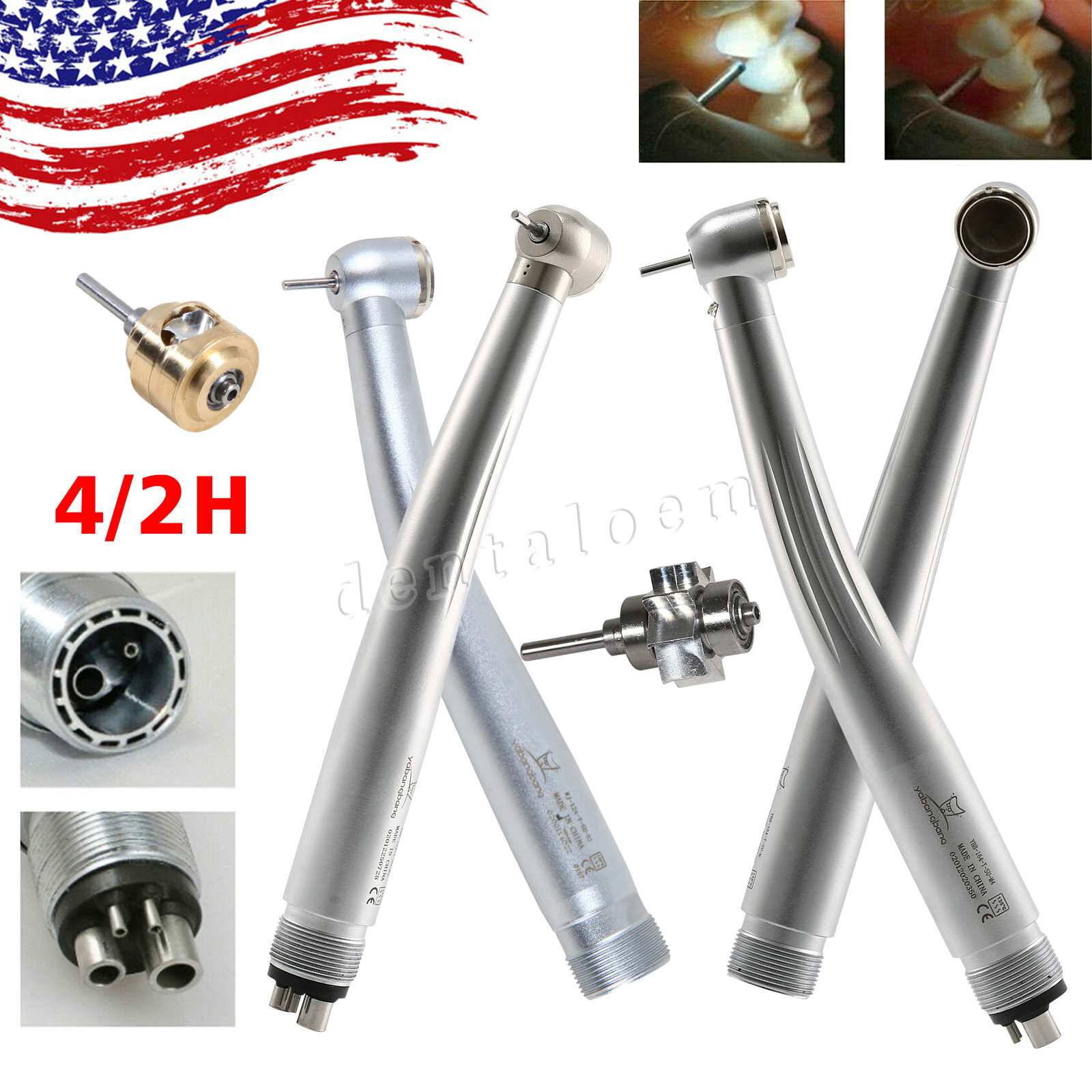 Dental High Low Speed Handpiece Push Button (LED) Turbine 2/4 Holes