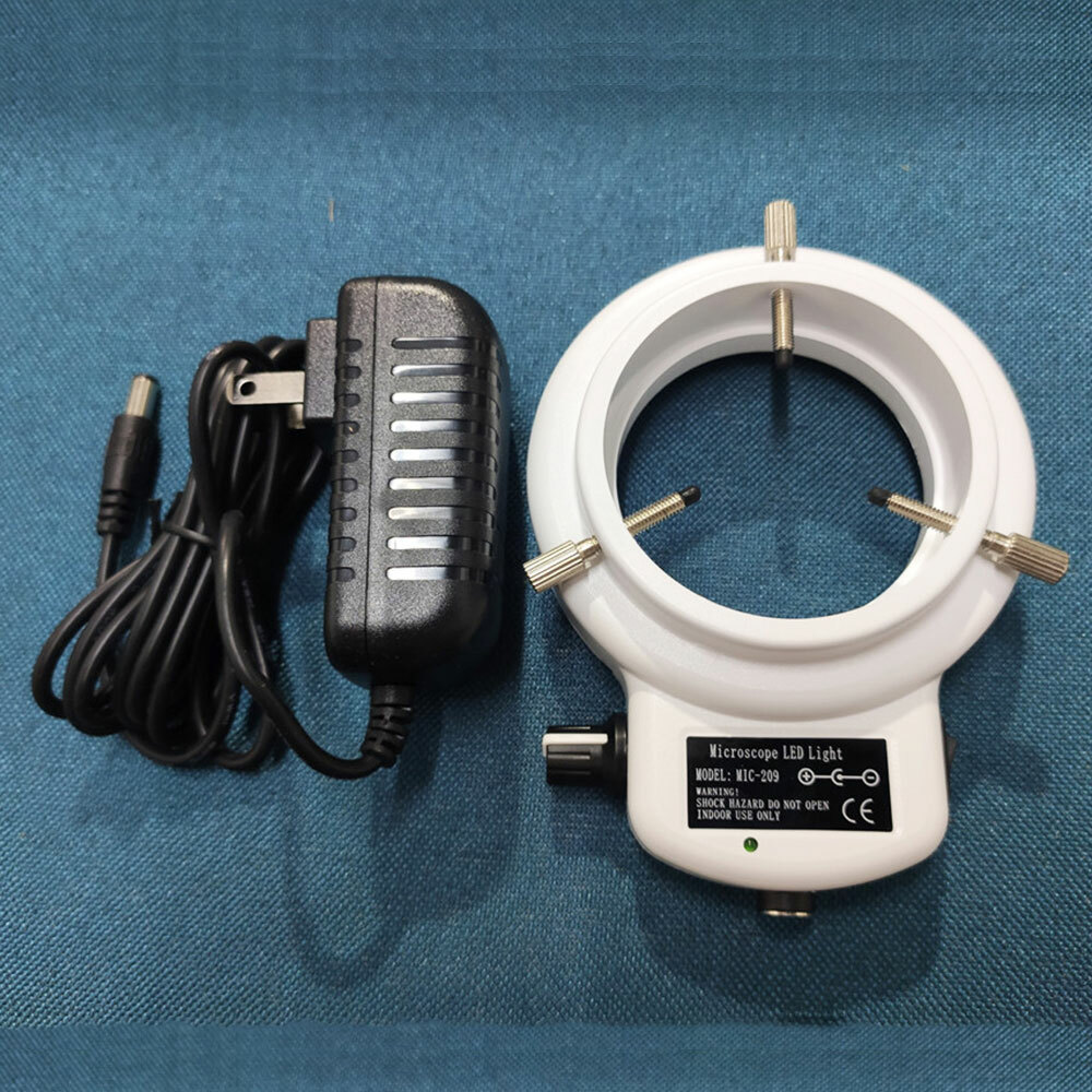 Adjustable 144 LED Bulb Microscope Ring Light Illuminator Lamp US Plug Durable