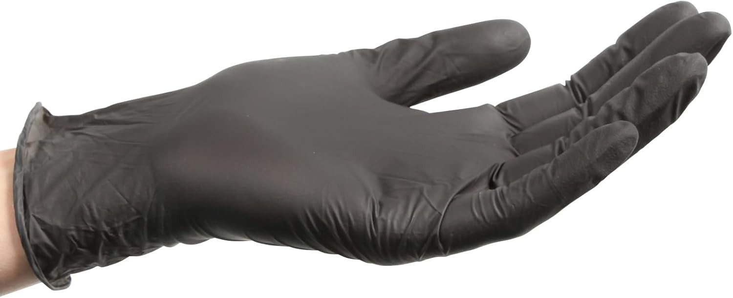 X-Large Nitrile Gloves in Black – Disposable, Latex-Free & Food Safe – 30 Count