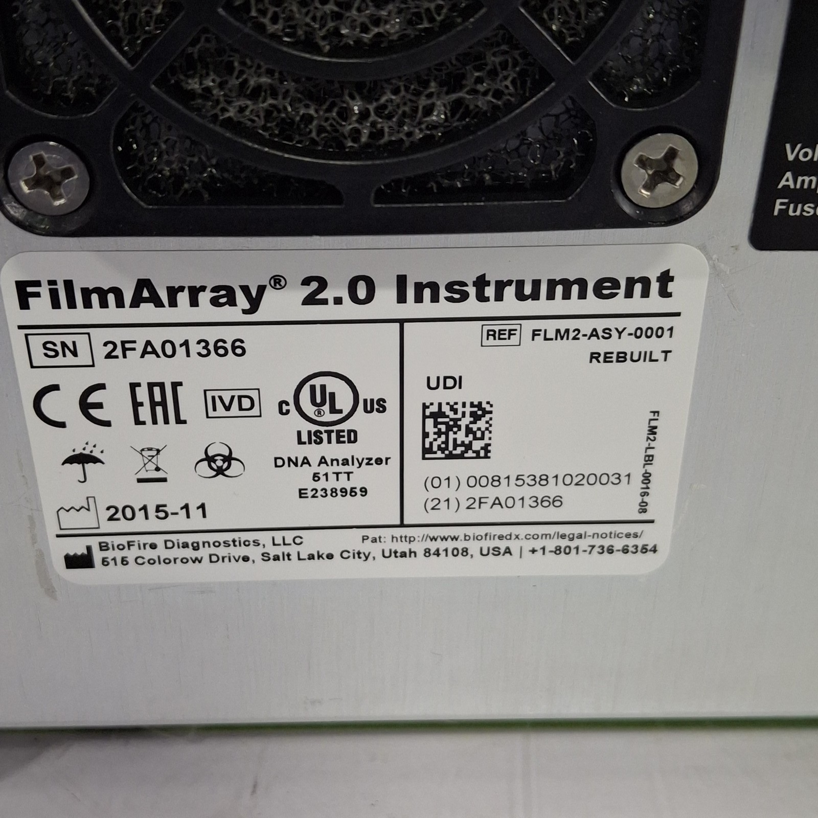 BioFire Diagnostics FilmArray 2.0 PCR System