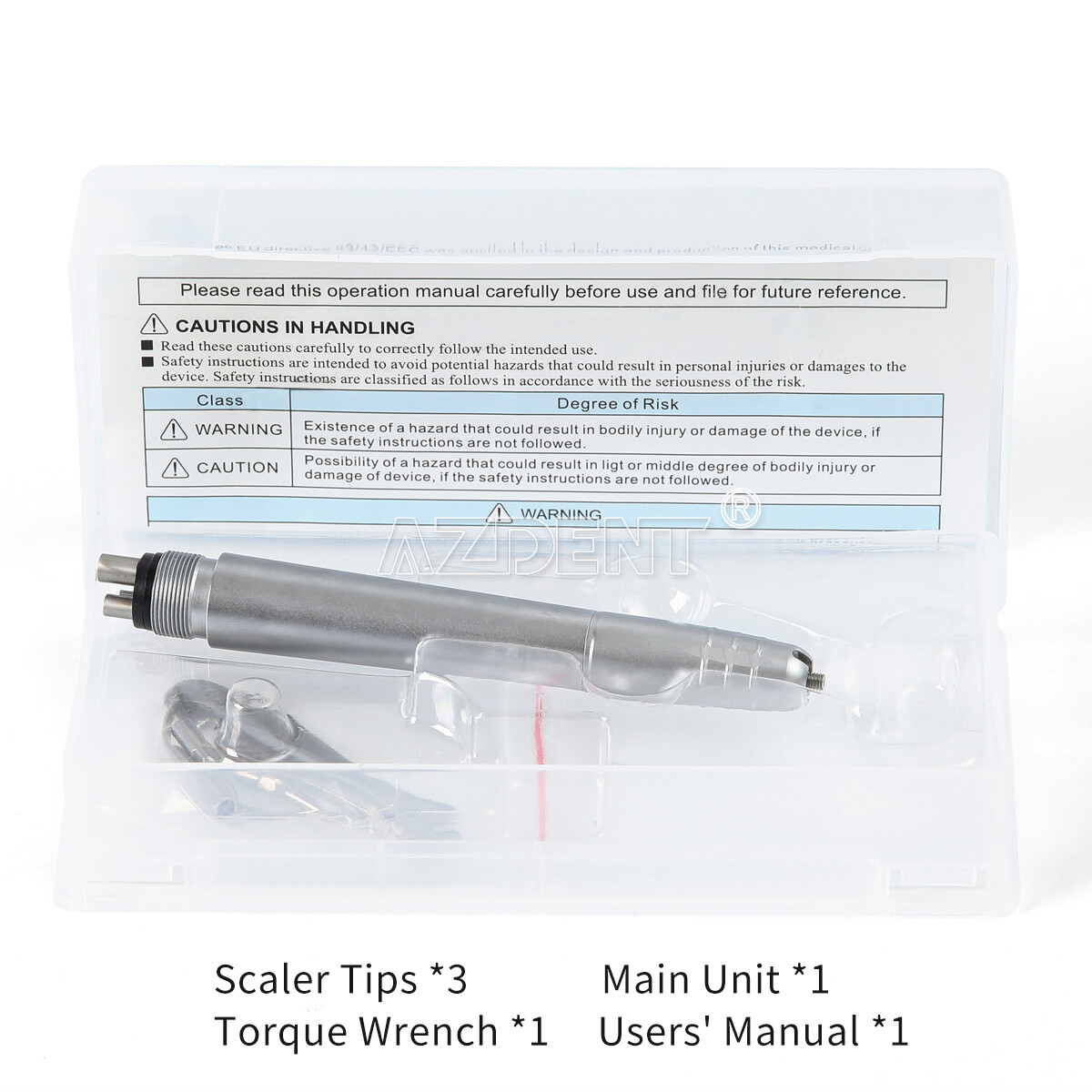 AZDENT Dental Ultrasonic Air Scaler Handpiece 4 Holes + 3 Compatible Tips