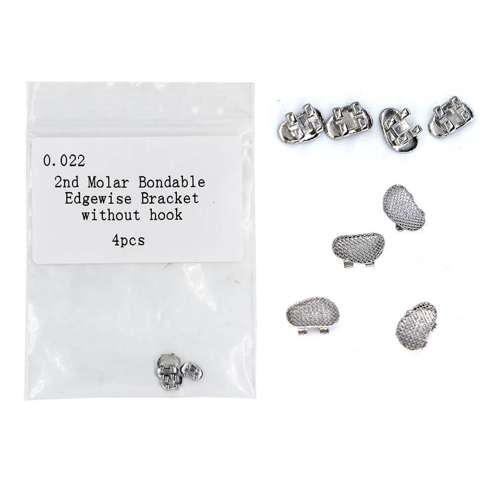 10 Packs Edgewise Bondable Bracket 0.022″ Slot No-Hook, 4pc/Pack for 2nd Molar