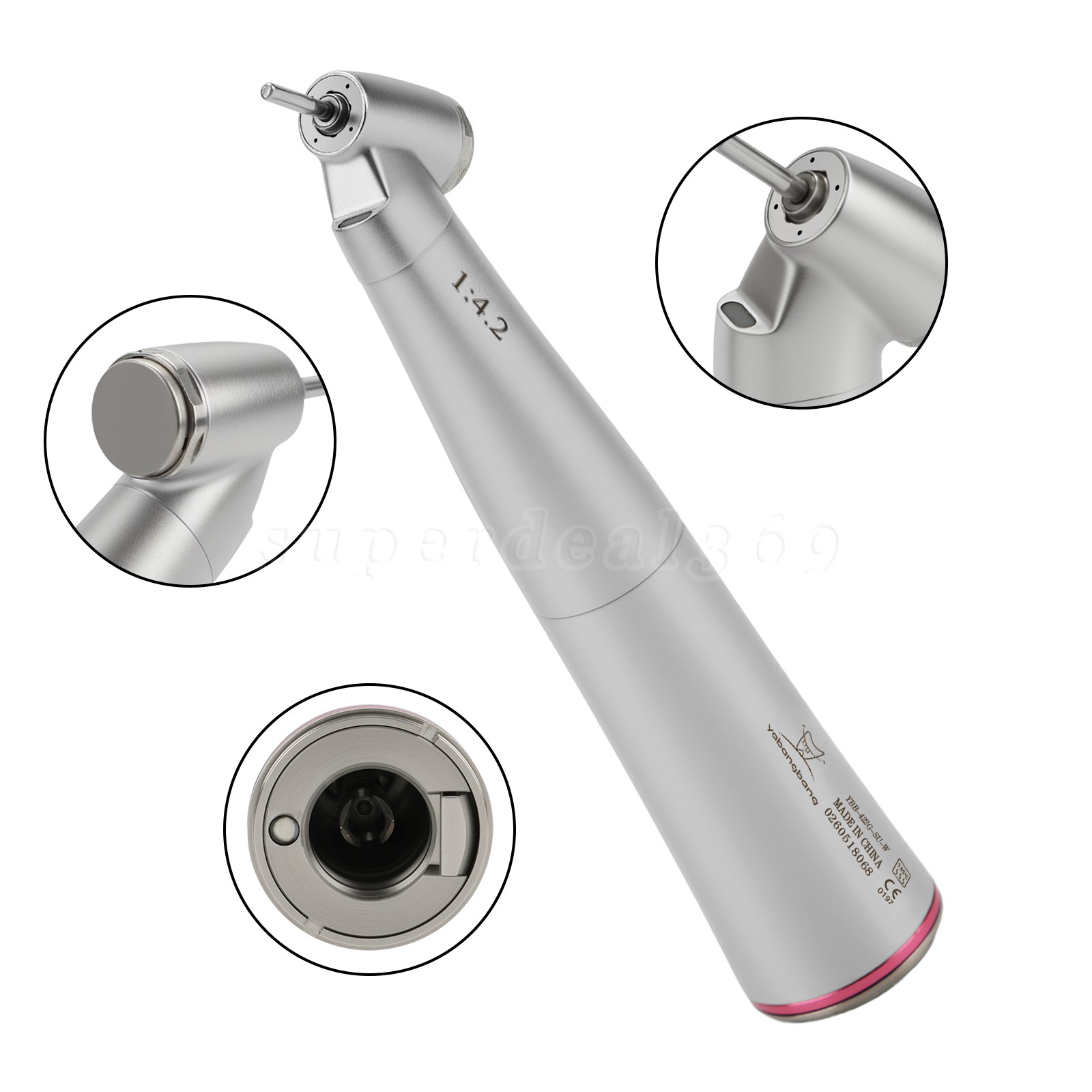 Dental 1:4.2 Increasing Handpiece 45 Degree Electric Contra Angle Fiber Optic US