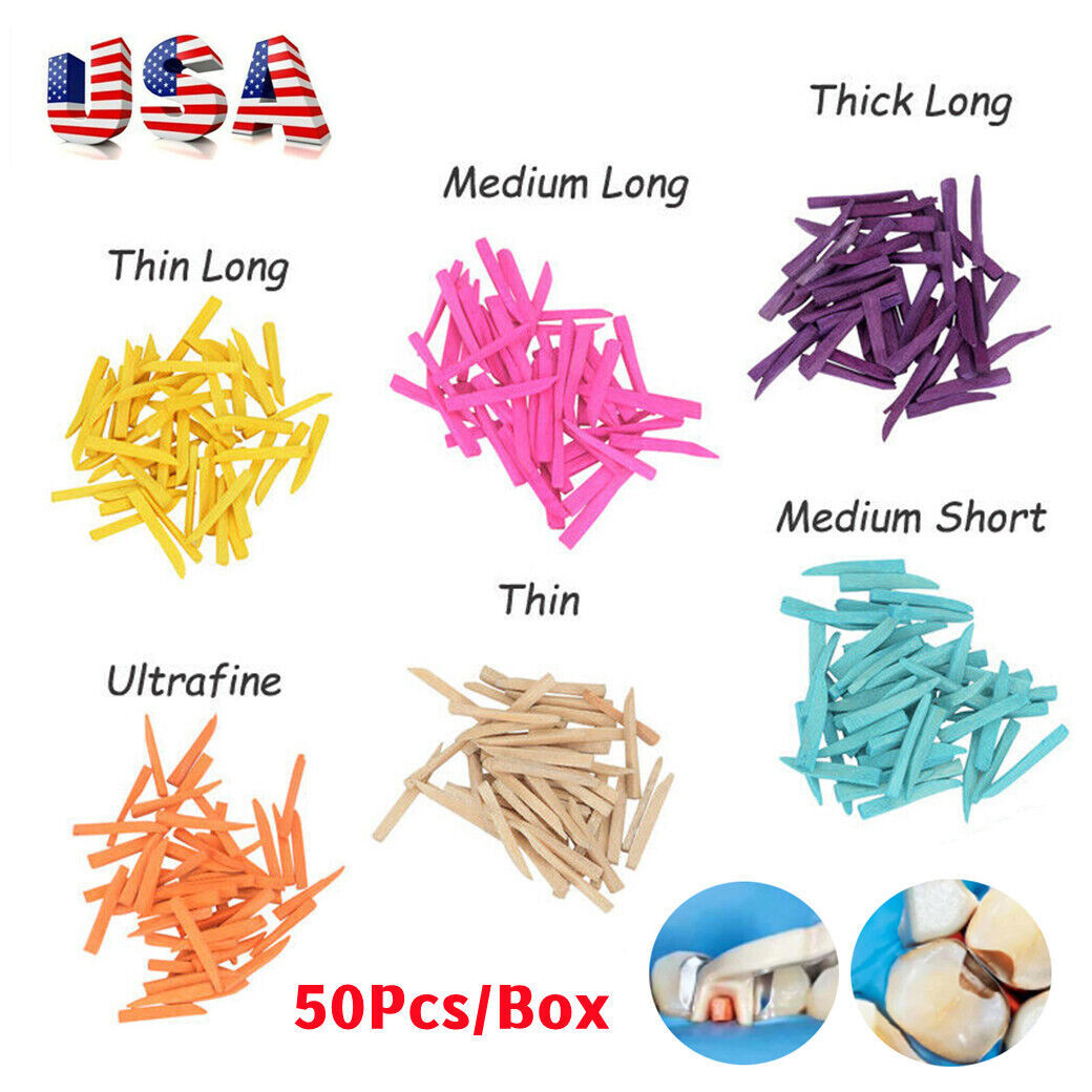 100-1000 Dental Disposable Wooden Wedges Restoration Interdental Contoured Wedge